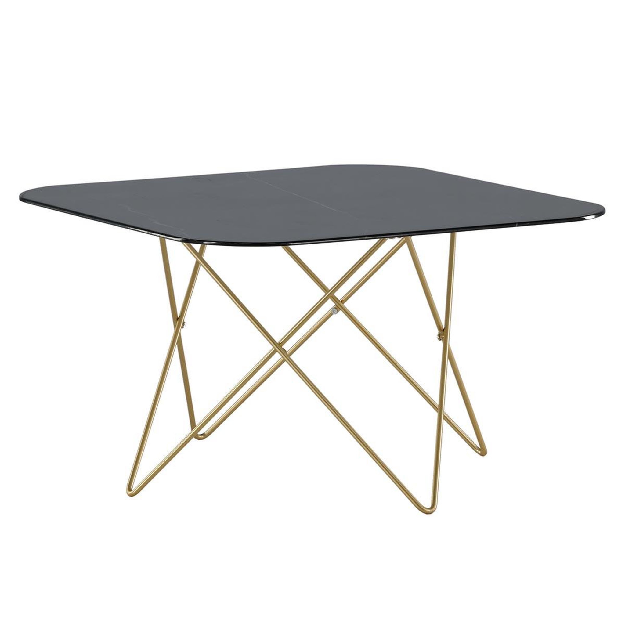 Paris Prix Table basse en verre marbré  tristar  80cm noir & or