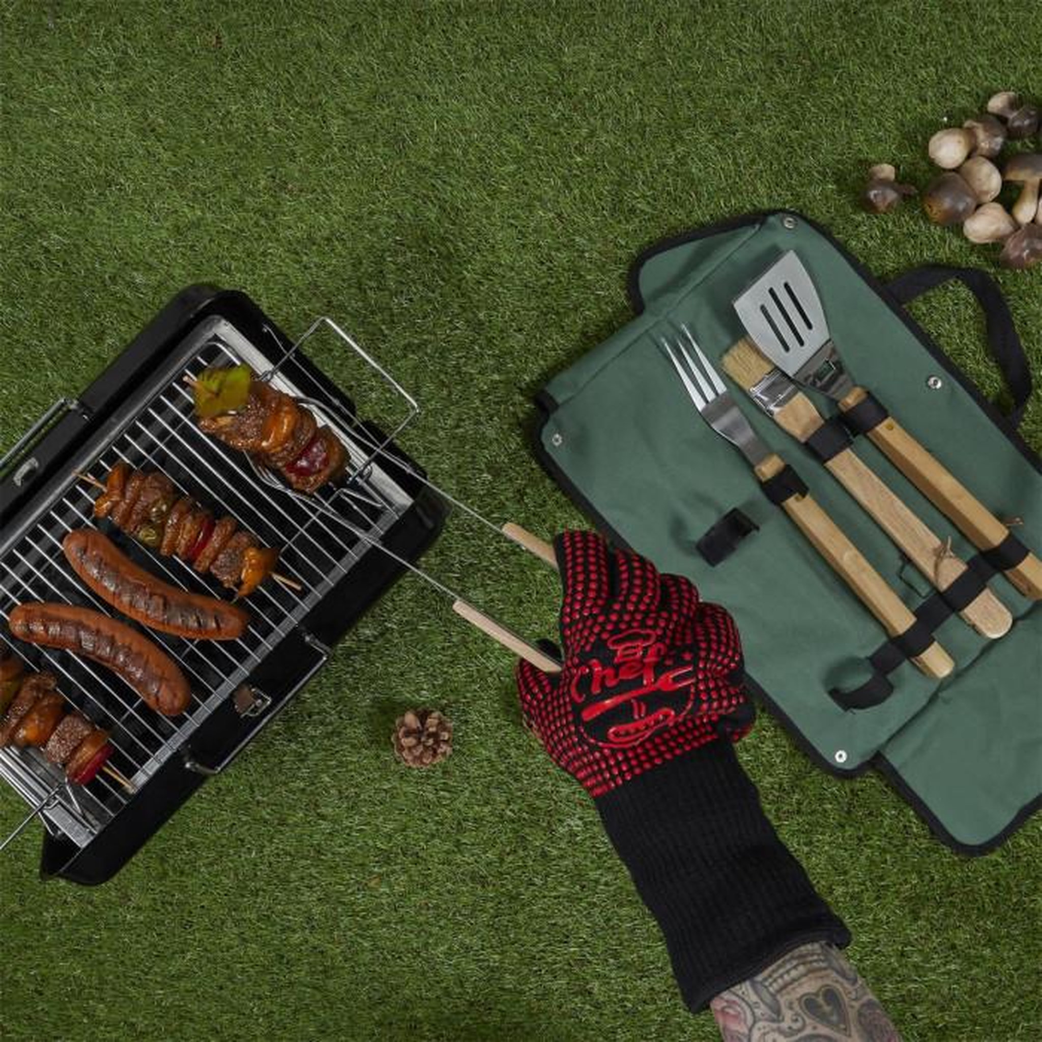 Voir la diapositive 3 : Paris Prix Gant Anti Chaleur  Barbecue  32cm Rouge & Noir