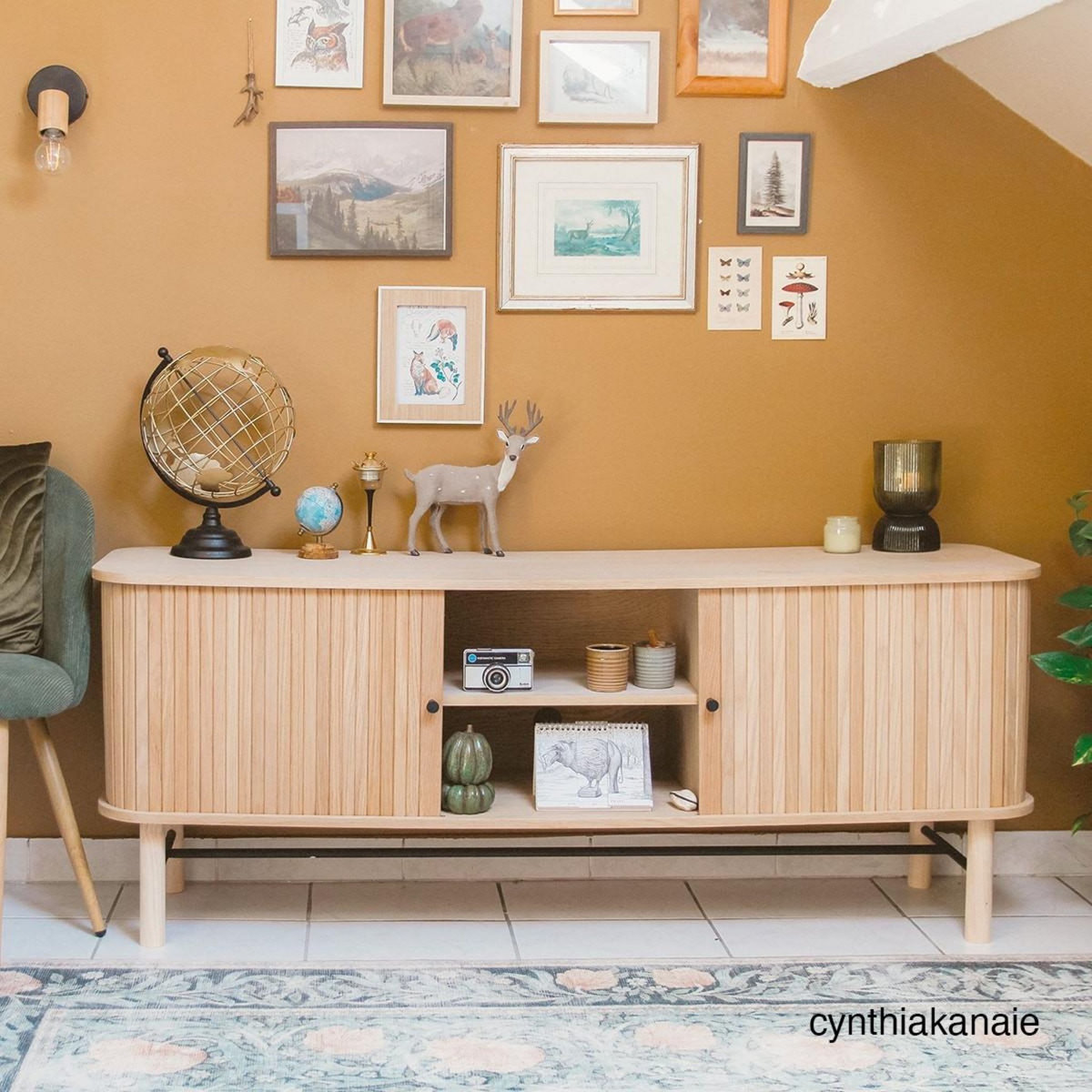 HOMIFAB Meuble TV à portes coulissantes en bois 150 cm - Lino