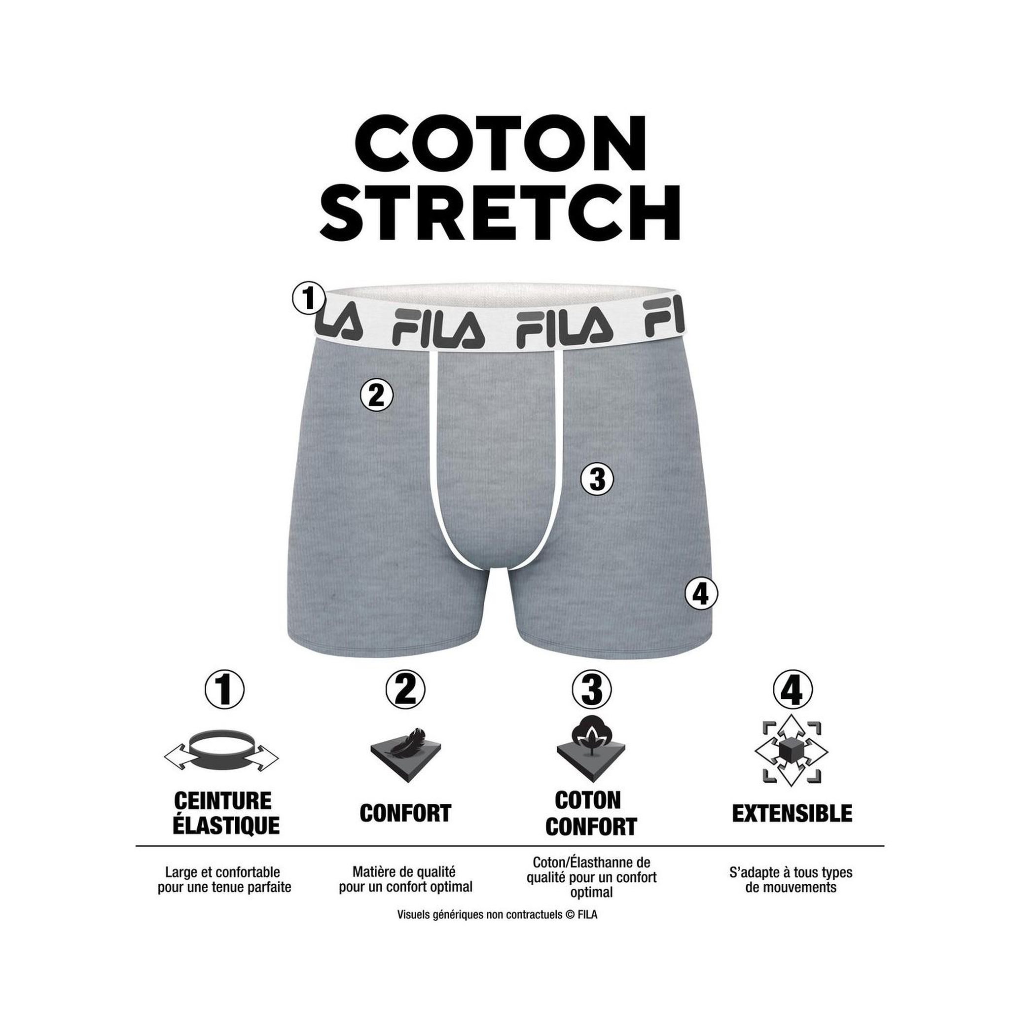 Voir la diapositive 2 : FILA Lot de 4 boxers homme en coton FU5180
