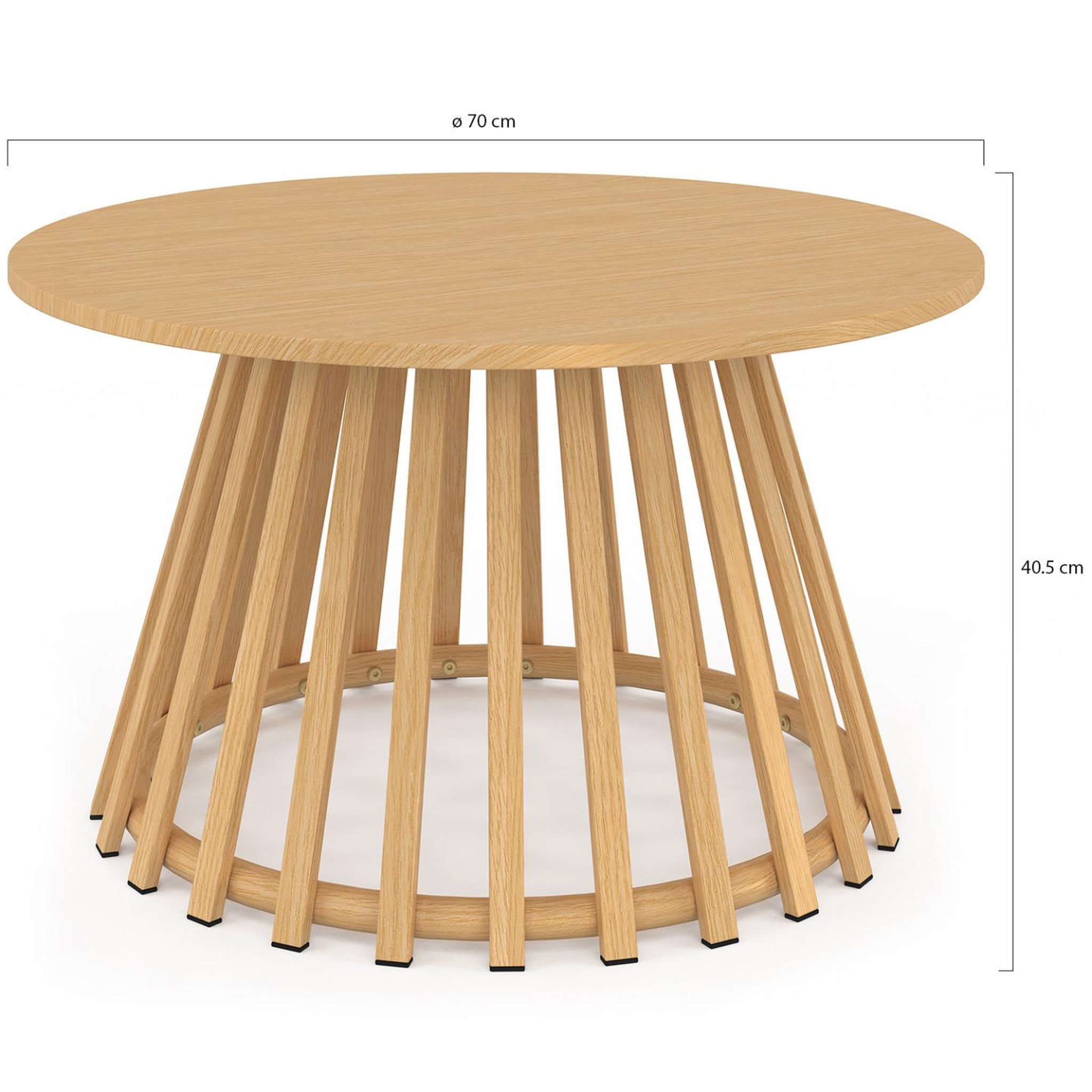 Voir la diapositive 4 : ID MARKET Table basse de jardin ronde 70 cm solal avec pied lattes en métal effet bois