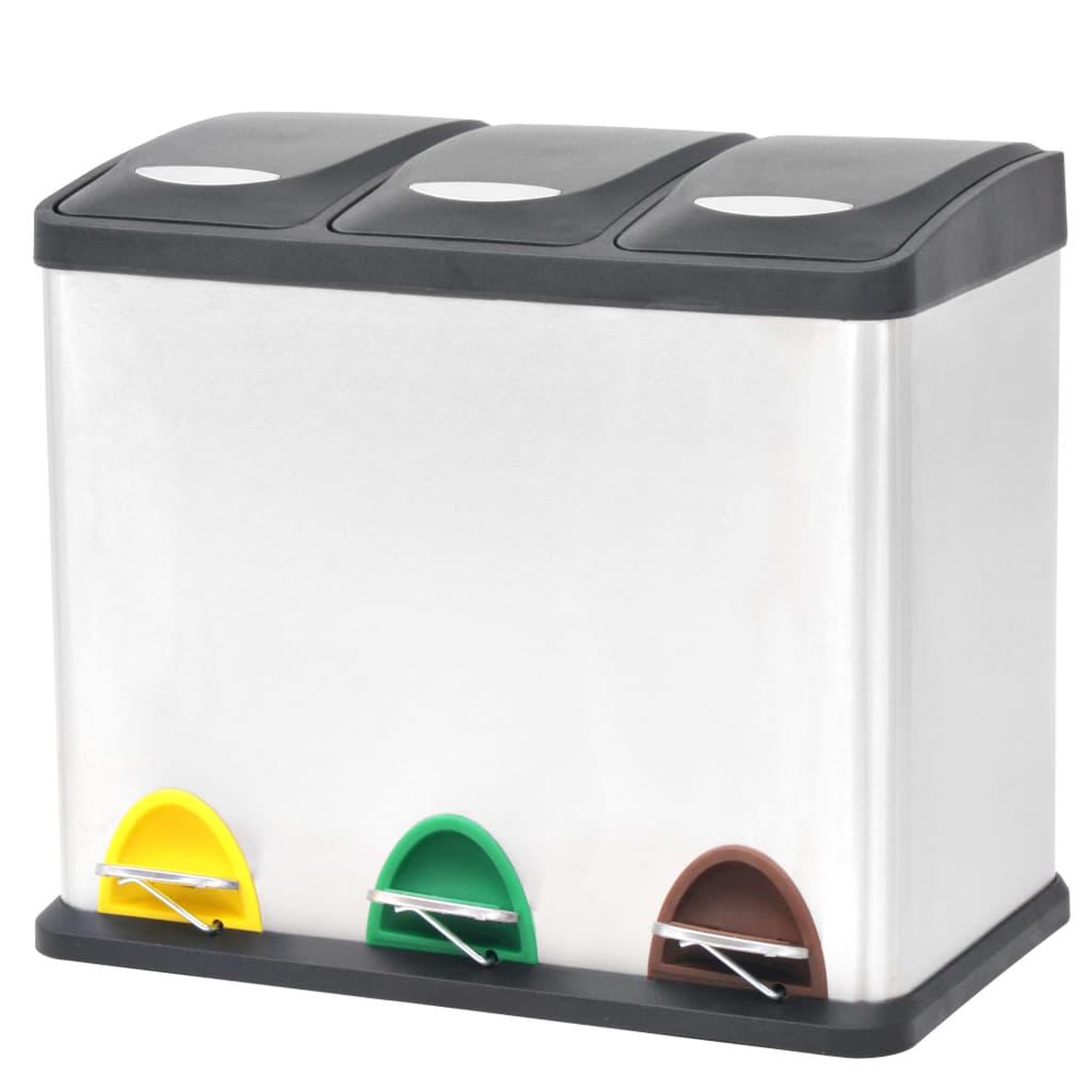 Voir la diapositive 1 : VIDAXL Poubelle a ordures Acier inoxydable 24 L