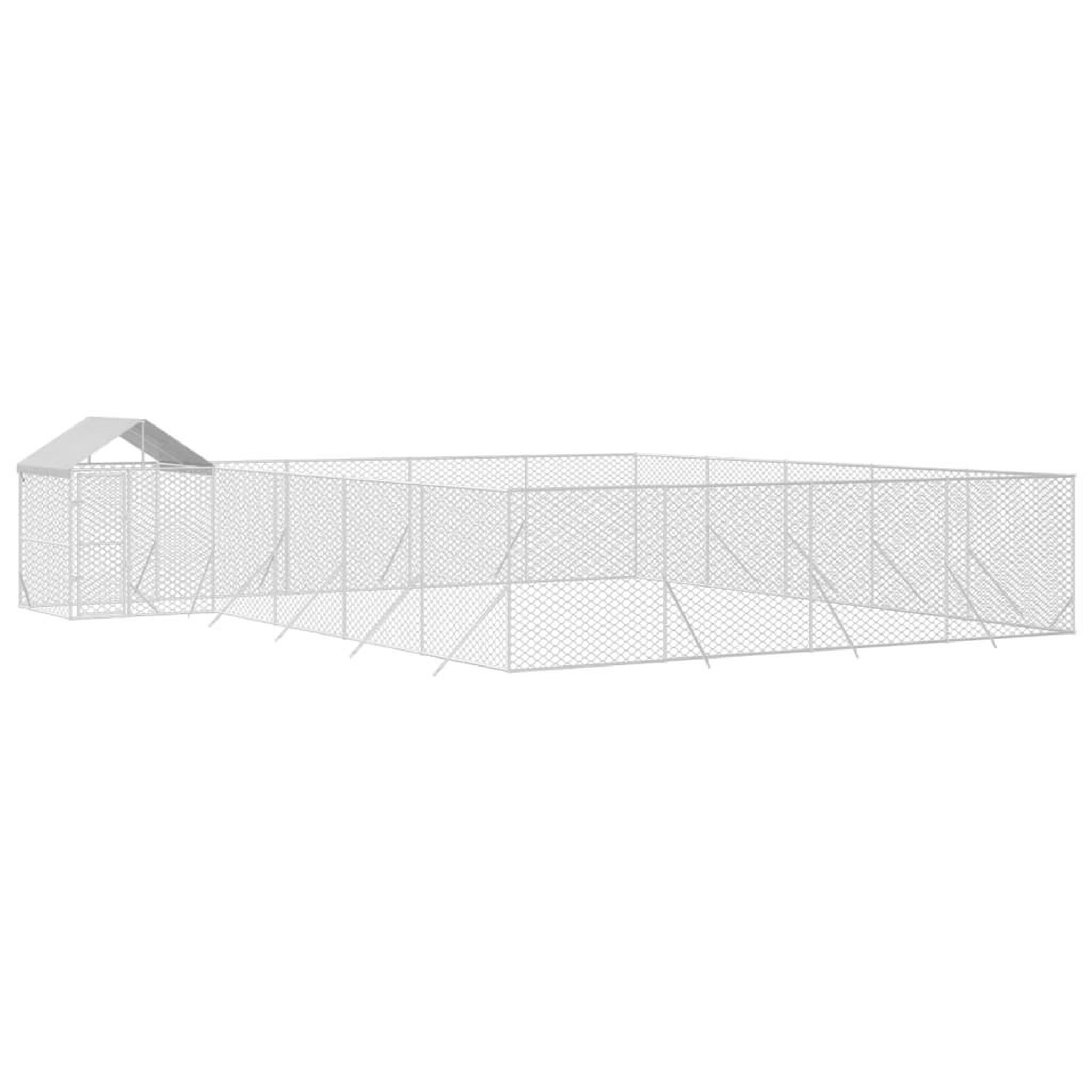 Voir la diapositive 3 : VIDAXL Chenil d'exterieur pour chiens avec toit argente 10x8x2,5 m