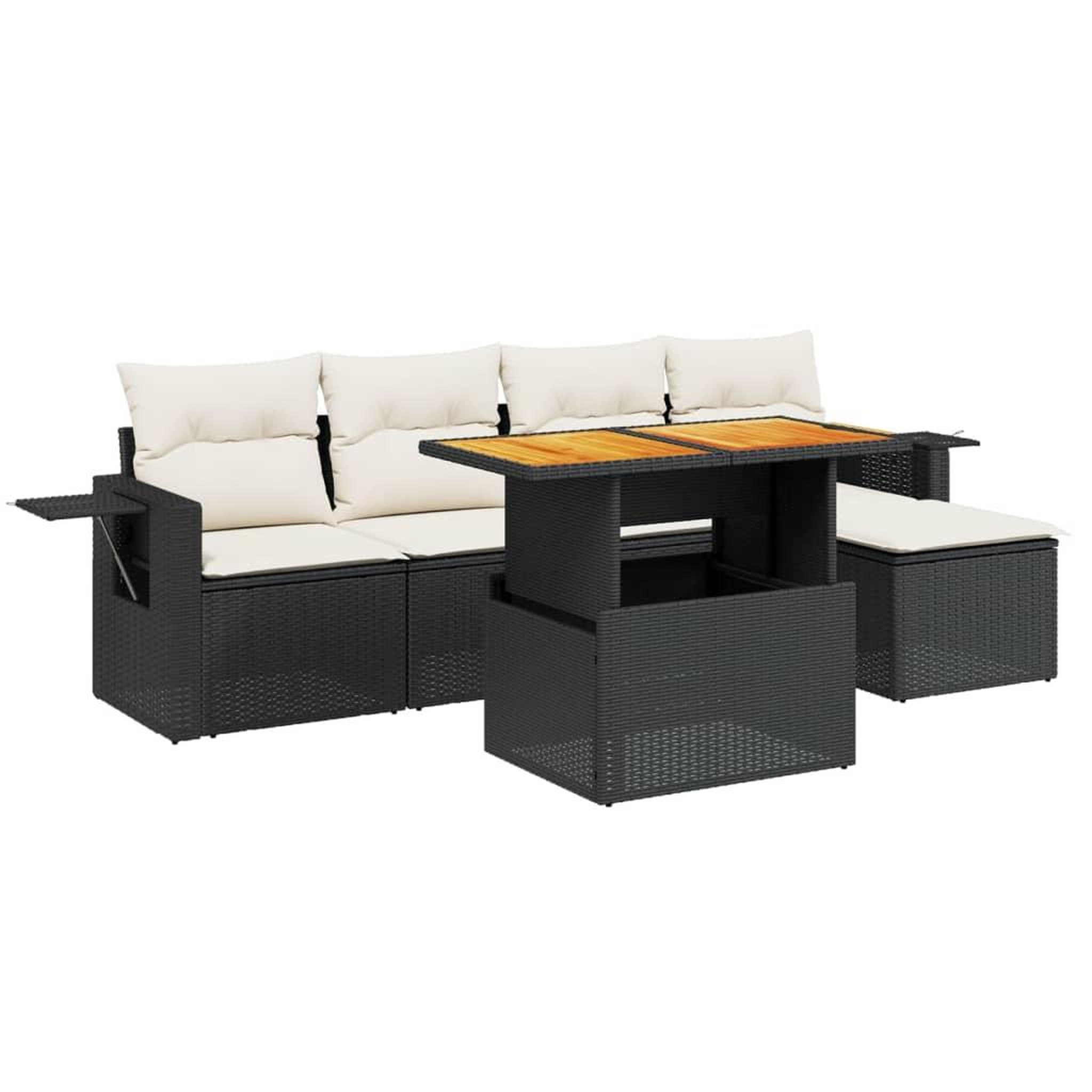 Voir la diapositive 2 : VIDAXL Salon de jardin 6 pcs avec coussins noir resine tressee