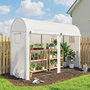 Voir la diapositive 2 : OUTSUNNY Serre de Jardin serre à tomates dim. 3 x 1 x 2 m 2 portes 4 fenêtres acier PE haute densité blanc