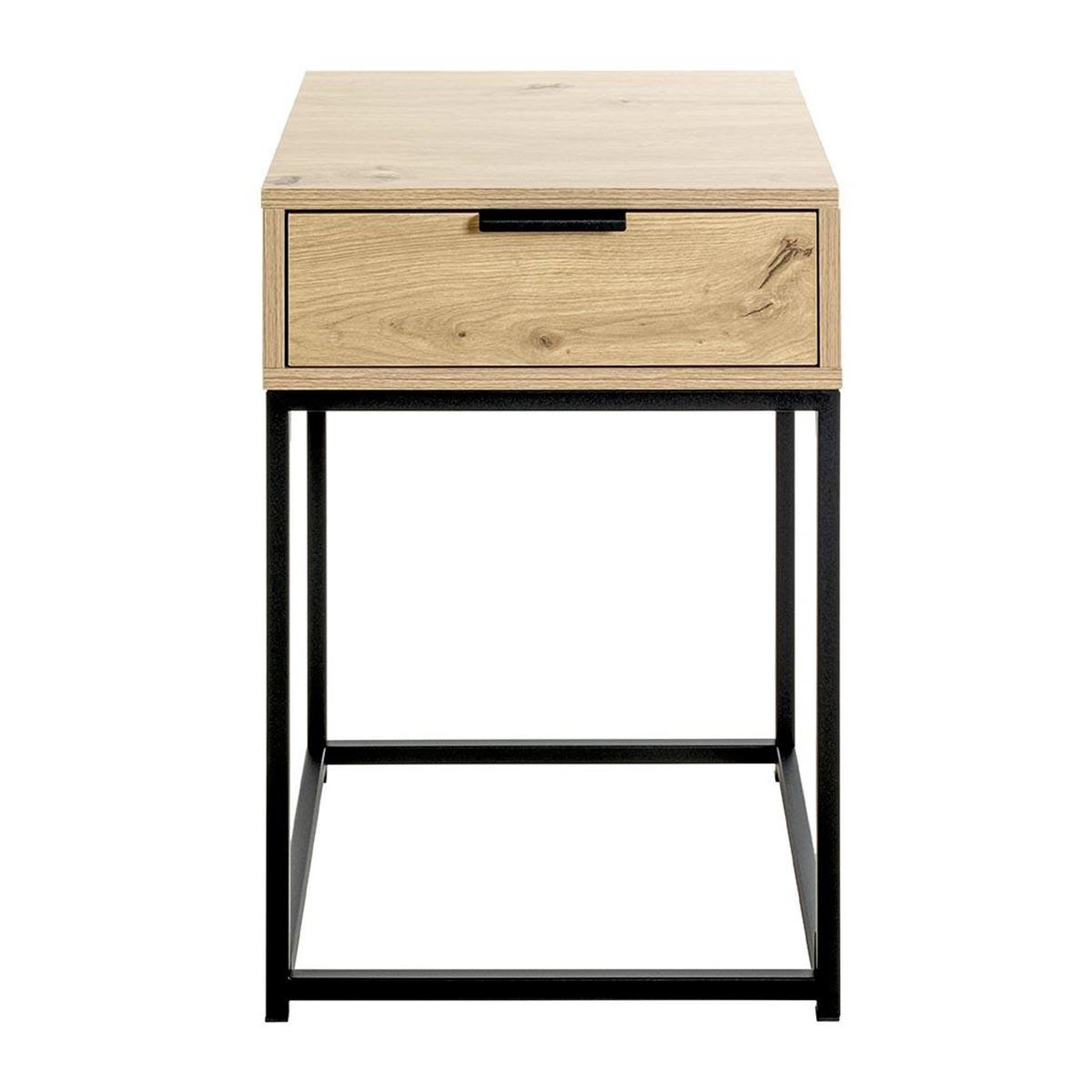 Voir la diapositive 2 : Paris Prix Table de chevet carrée 1 tiroir  maluma  60cm naturel & noir
