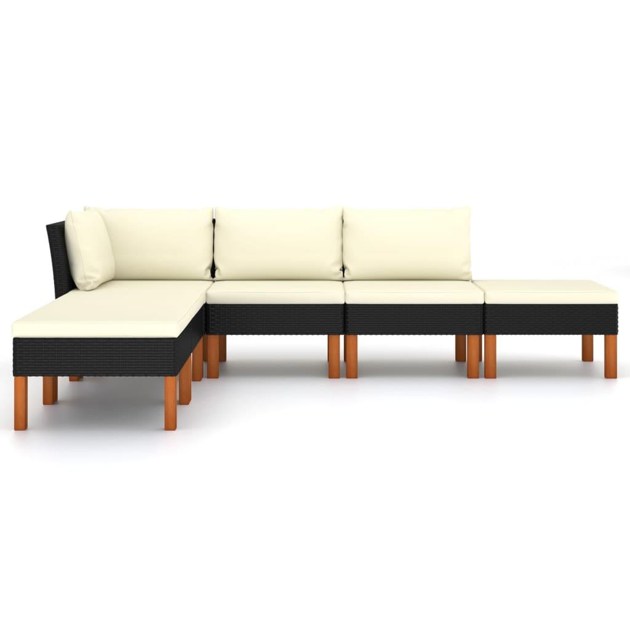 Voir la diapositive 3 : VIDAXL Salon de jardin 6 pcs avec coussins Resine tressee Noir