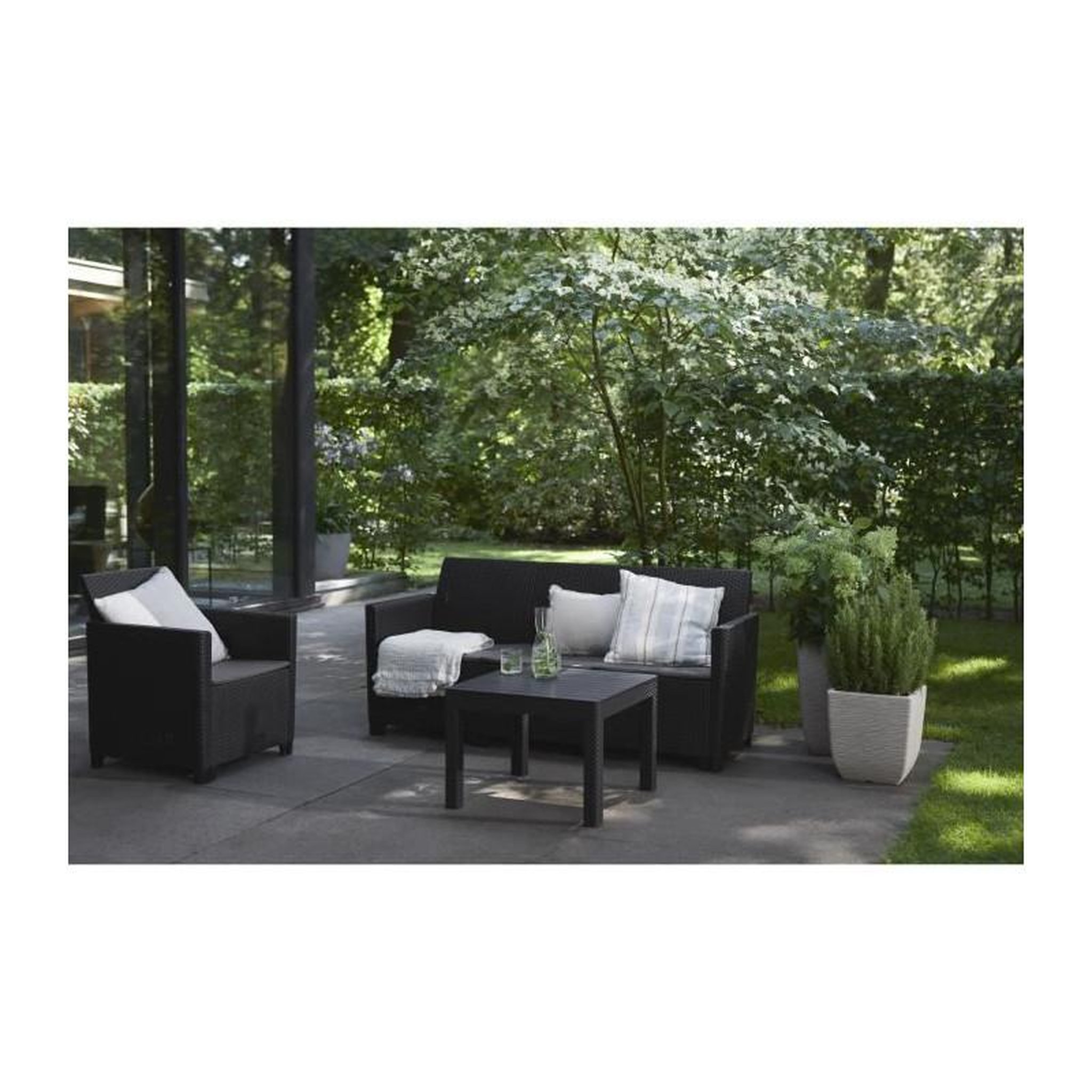 Voir la diapositive 4 : Keter Salon de jardin modulable en résine imitation rotin tressé - Noir - KETER - 4 personnes - MARIE