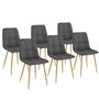 Voir la diapositive 1 : ID MARKET Lot de 6 chaises MILA en velours gris foncé pied effet bois pour salle à manger