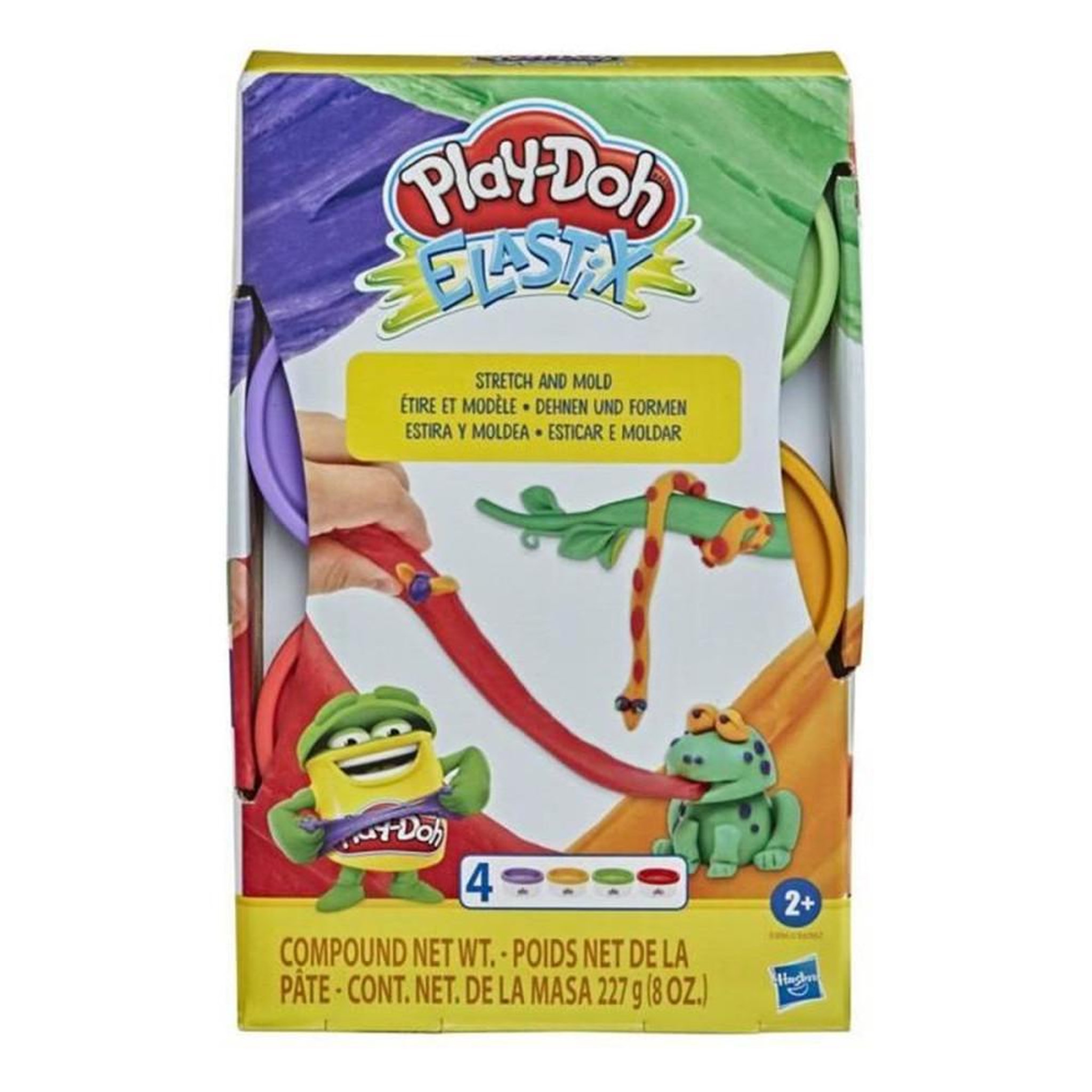 Voir la diapositive 2 : HASBRO Pâte à modeler Elastix 4 pots 227 g, texture extensible et à mouler