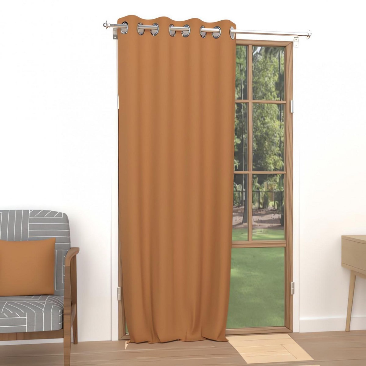 SOLEIL D'OCRE Rideau uni à oeillets infroissable ALIX, par Soleil d'ocre