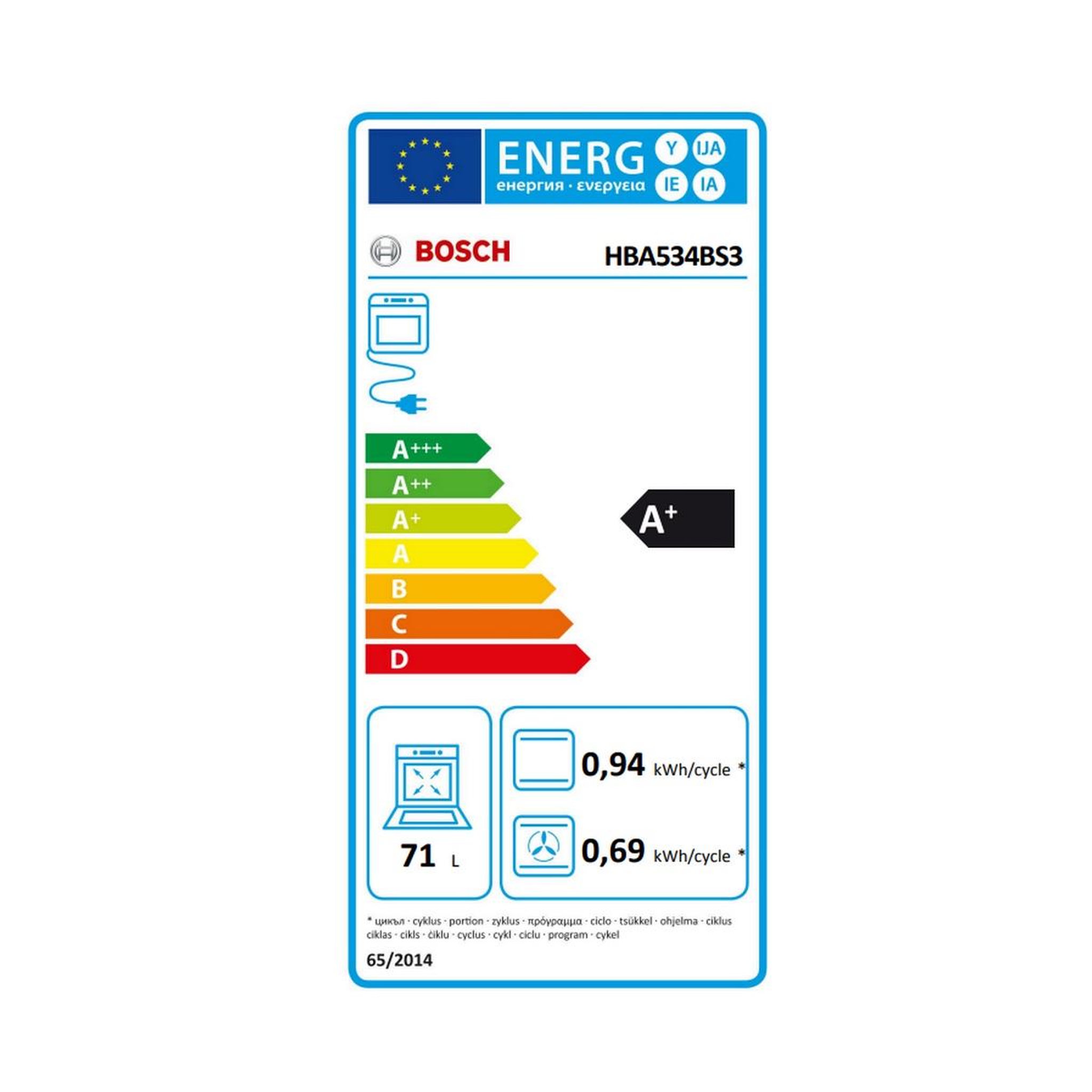 Voir la diapositive 2 : BOSCH Four intégrable multifonction 71l 60cm ecoclean hydrolyse - hba534bs3