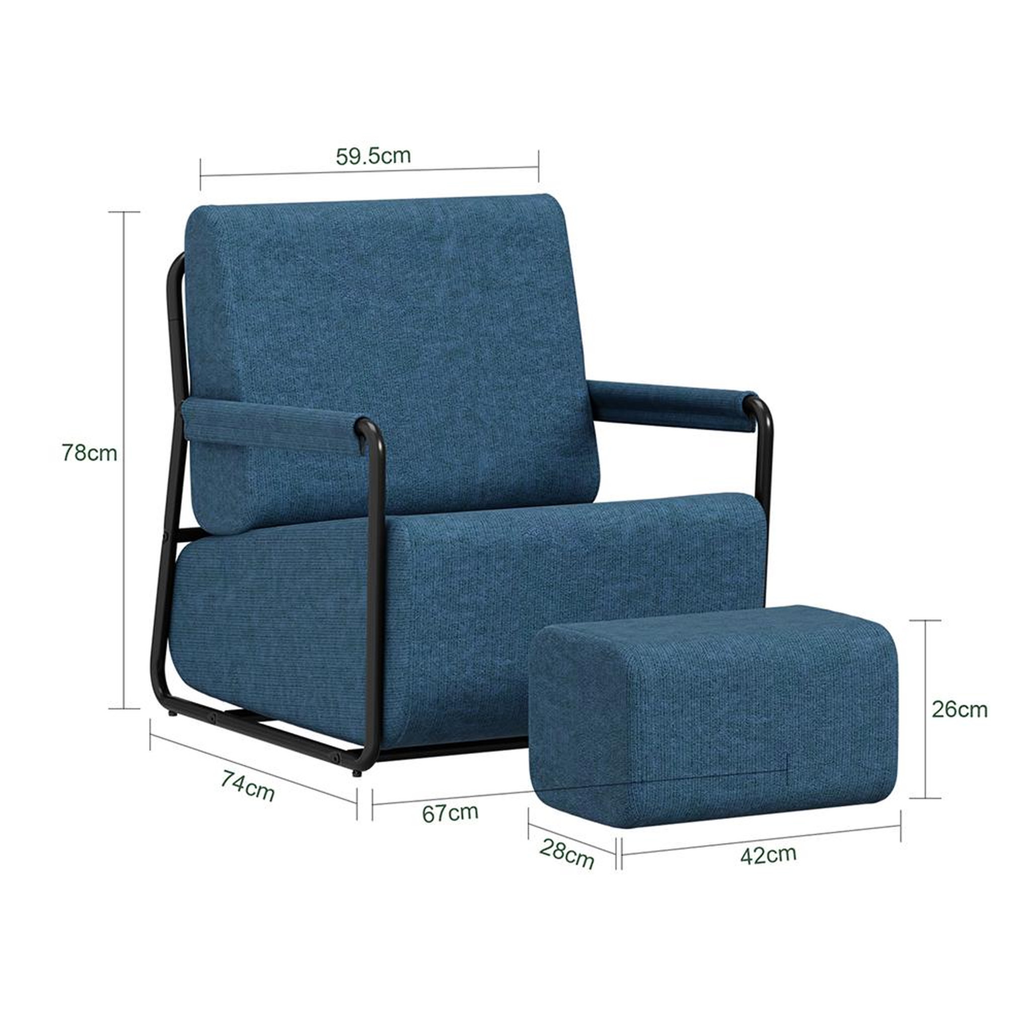 Voir la diapositive 3 : SOBUY Fauteuil lounge avec repose-pieds bleu foncé 59.5x67x78cm fst99-b