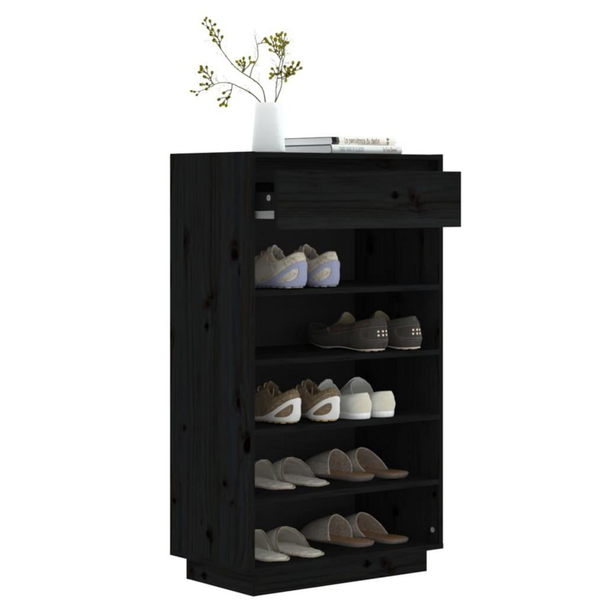 VIDAXL Armoire a chaussures Noir 60x34x105 cm Bois de pin massif