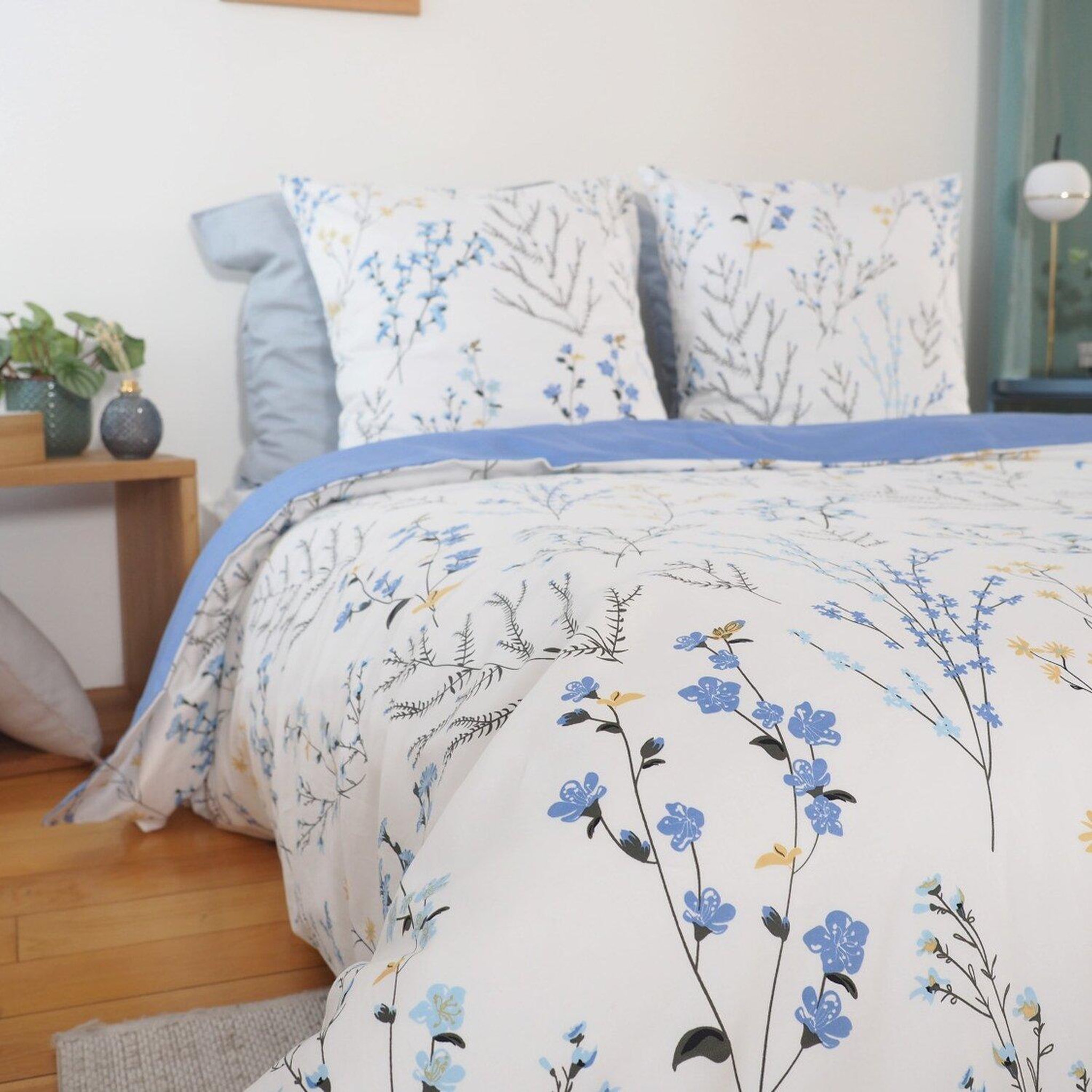 Voir la diapositive 4 : Home collection Parure housse de couette 100% satin de coton 78fils fanille