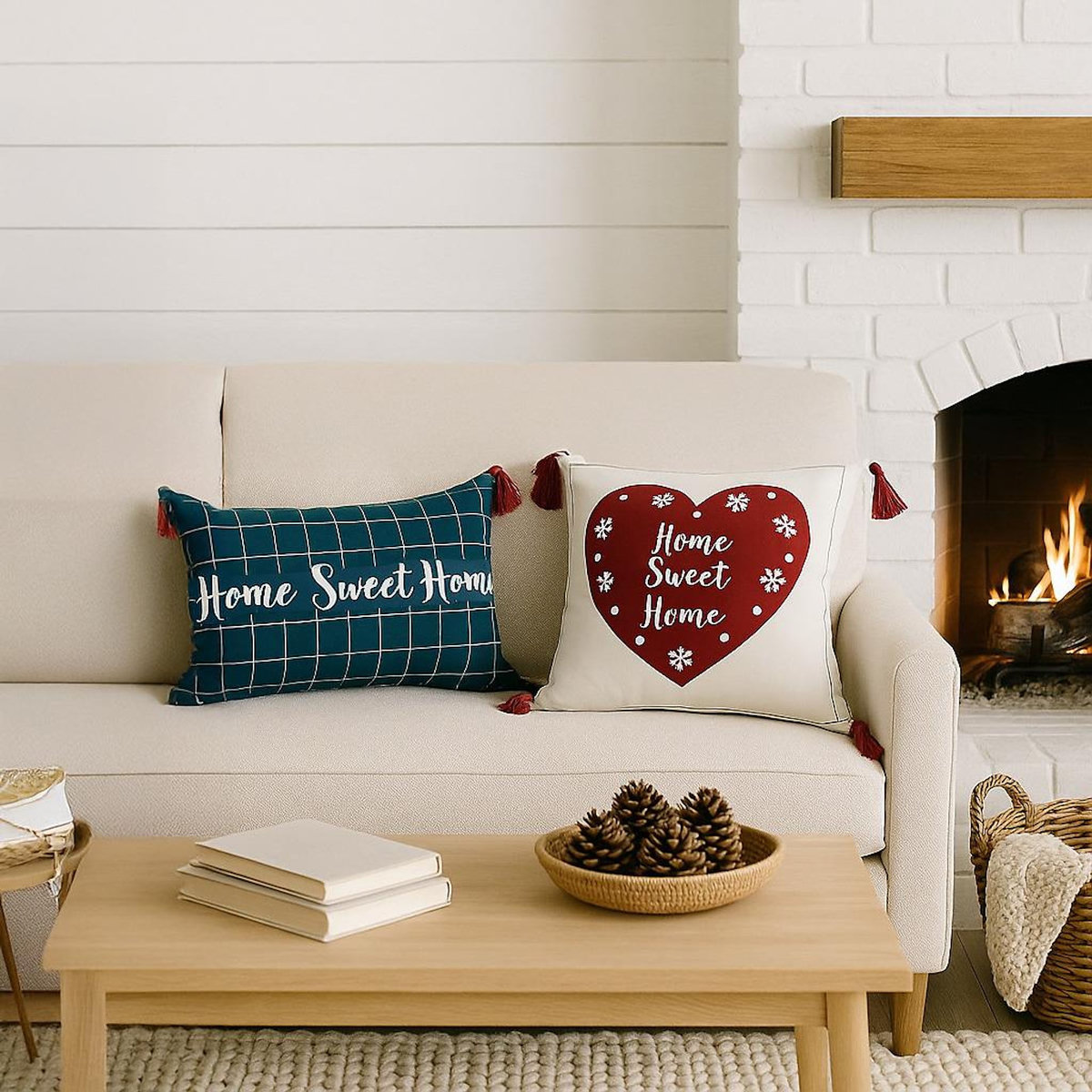 Les Ateliers du Linge Coussin imprimé en polycoton sweet home