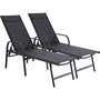 Voir la diapositive 1 : Habitat et Jardin Lot de 2 Bains de soleil en métal avec accoudoirs  Farniente  - Noir