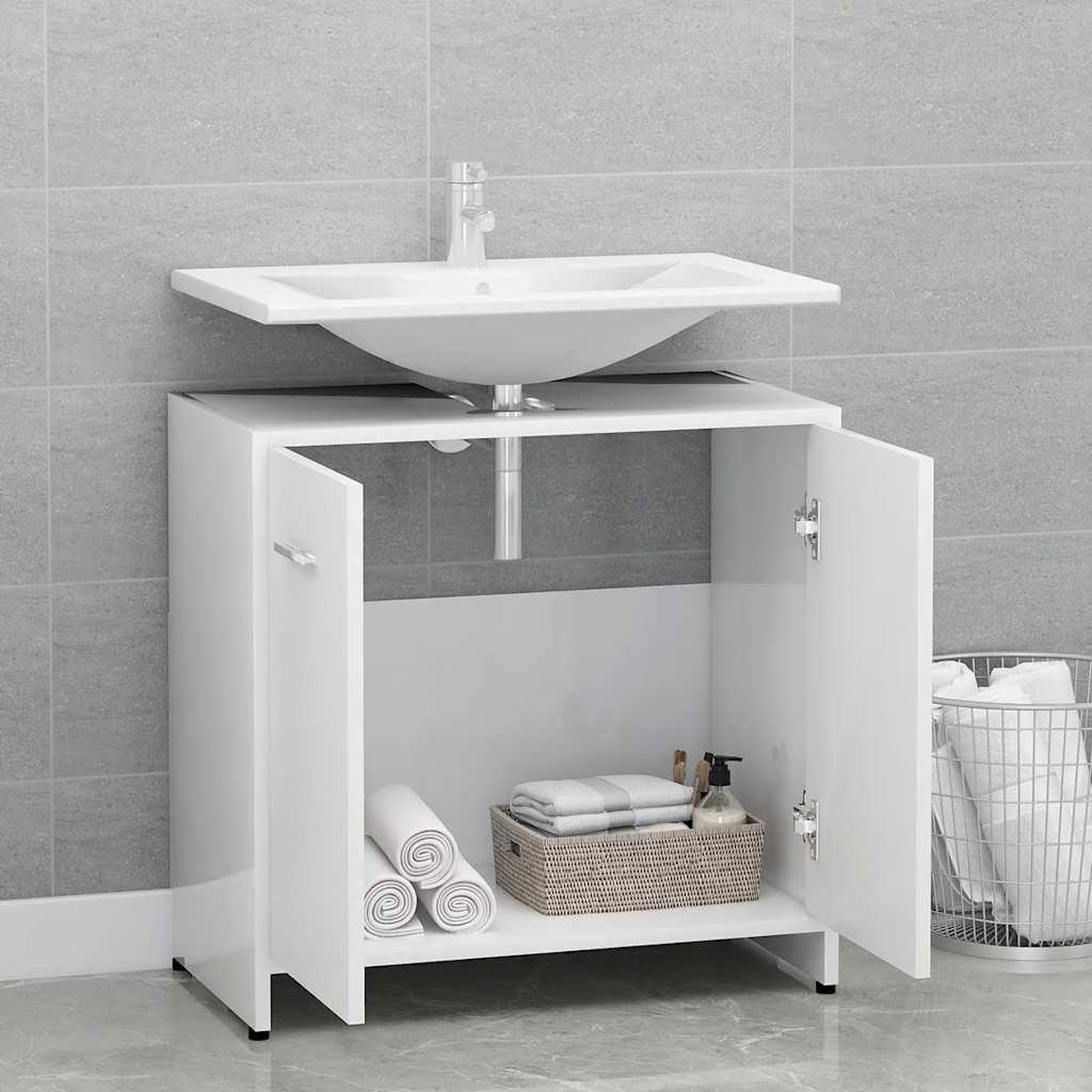 Voir la diapositive 3 : VIDAXL Armoire de salle de bain Blanc 60x33x61 cm Bois d'ingenierie
