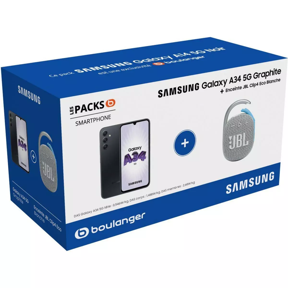 Samsung Smartphone Pack A34 5G Graphite+Enceinte JBL Clip4