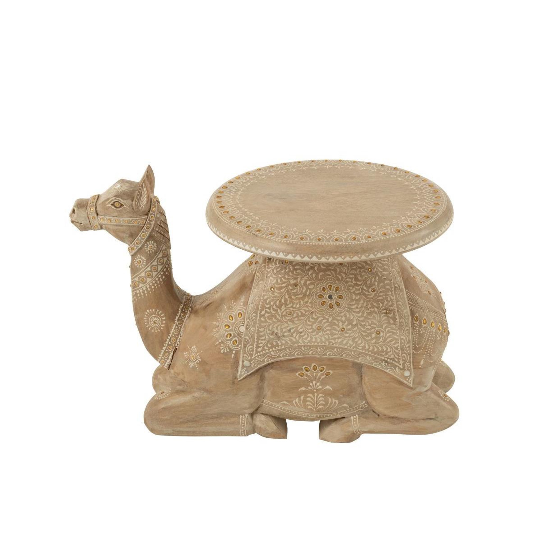 Voir la diapositive 2 : J-LINE Table d'appoint chameau en bois  perle du sahara  58cm naturel
