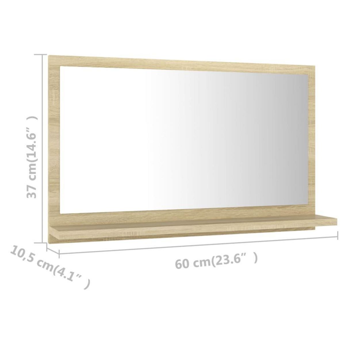 VIDAXL Miroir salle de bain Chene sonoma 60x10,5x37 cm Bois ingenierie