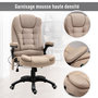 Voir la diapositive 6 : HOMCOM Fauteuil de bureau direction massant chauffant hauteur réglable dossier inclinable toile de lin beige