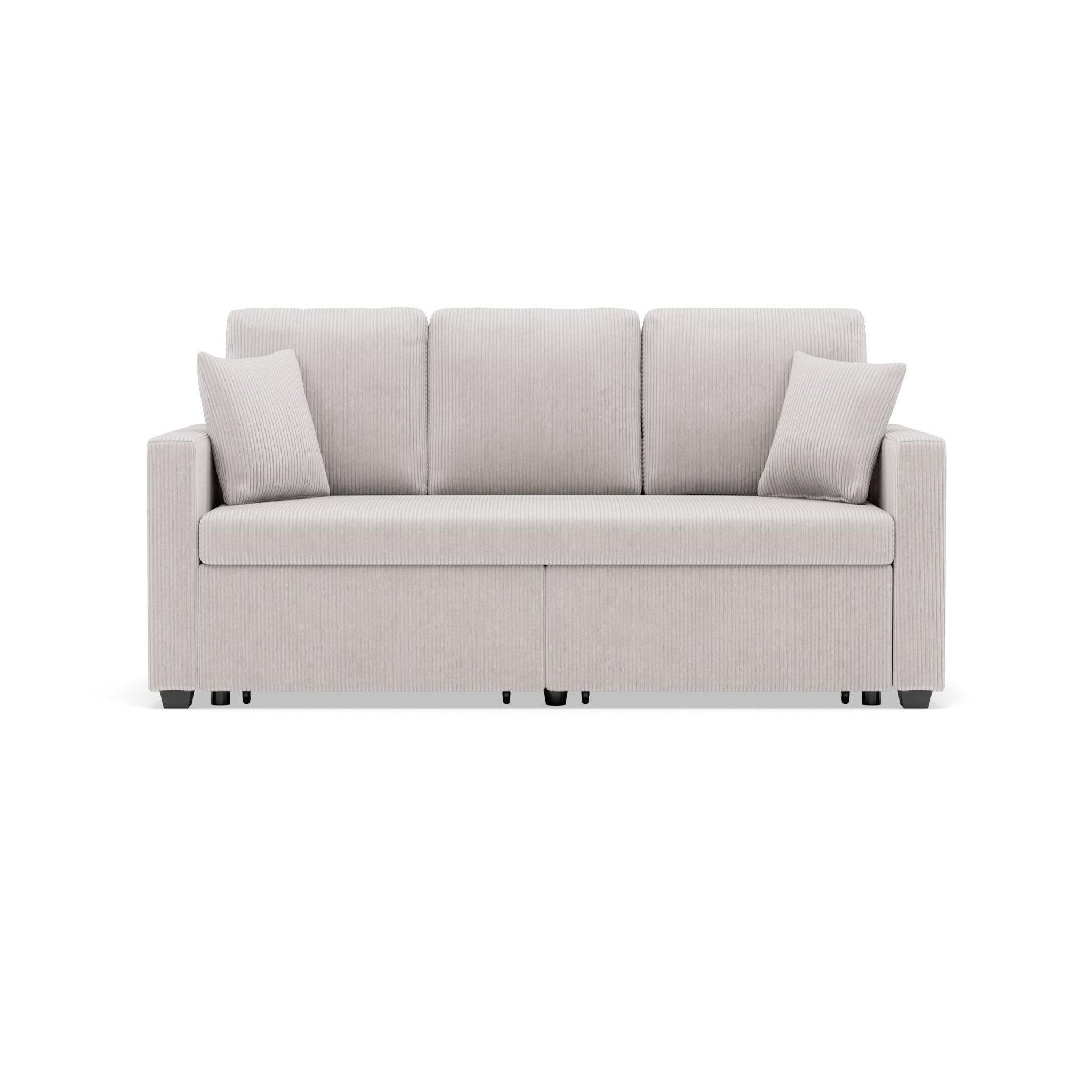 Voir la diapositive 1 : BEST MOBILIER Cyrus - canapé droit 3 places convertible en velours côtelé