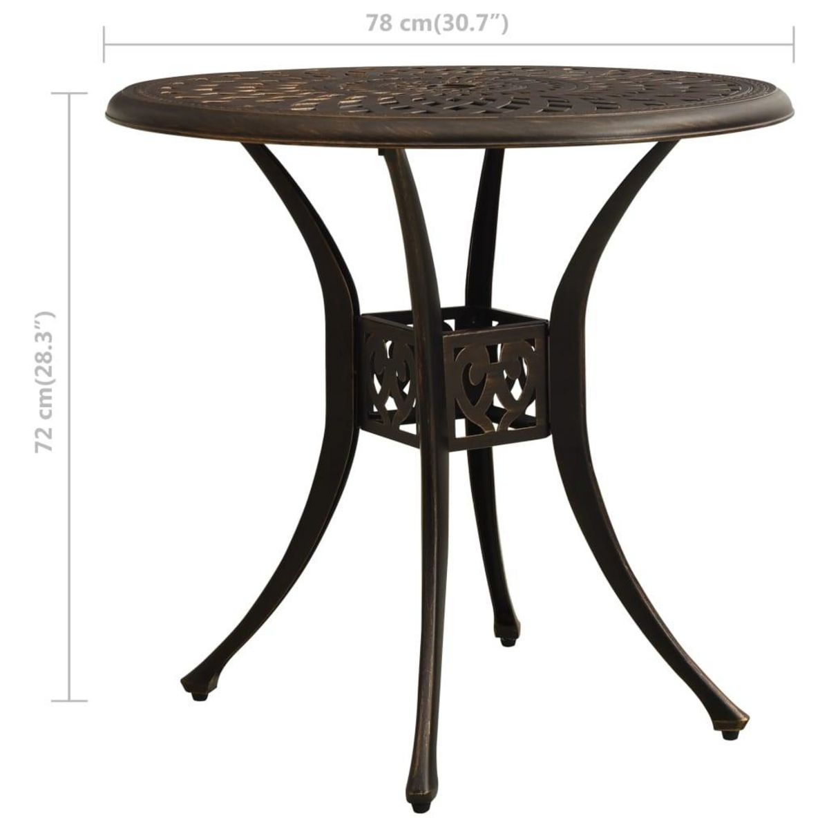 VIDAXL Table de jardin Bronze 78x78x72 cm Aluminium coule