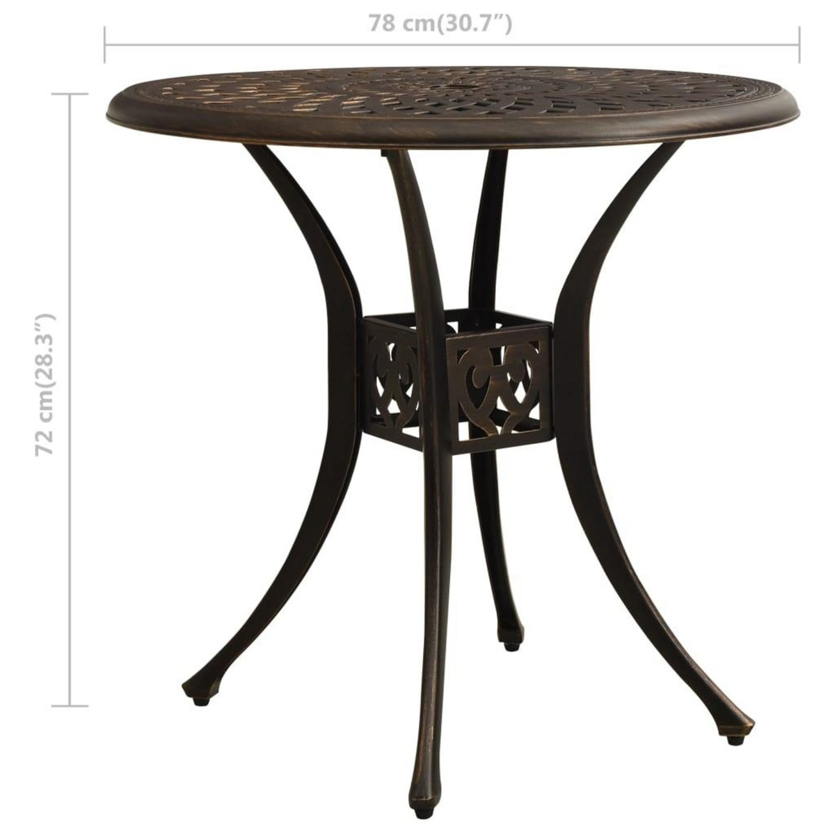 VIDAXL Table de jardin Bronze 78x78x72 cm Aluminium coule