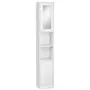 KLEANKIN Meuble colonne de salle de bain 2 portes avec étagères réglables 2 niches miroir panneaux particules blanc