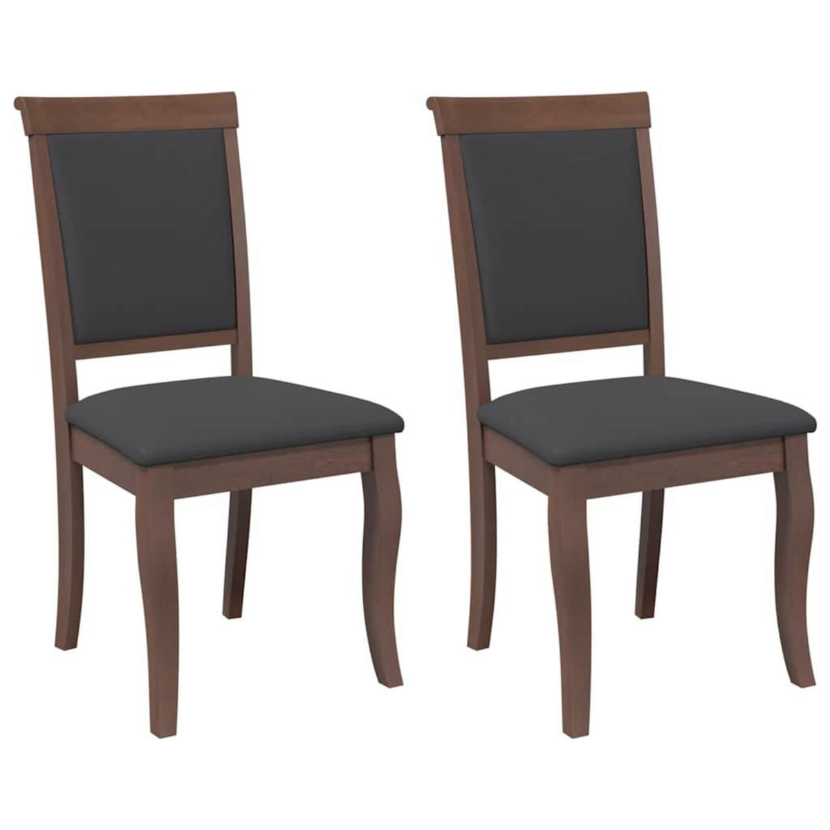 VIDAXL Chaises a manger coussins 2 pcs marron bois massif caoutchouc