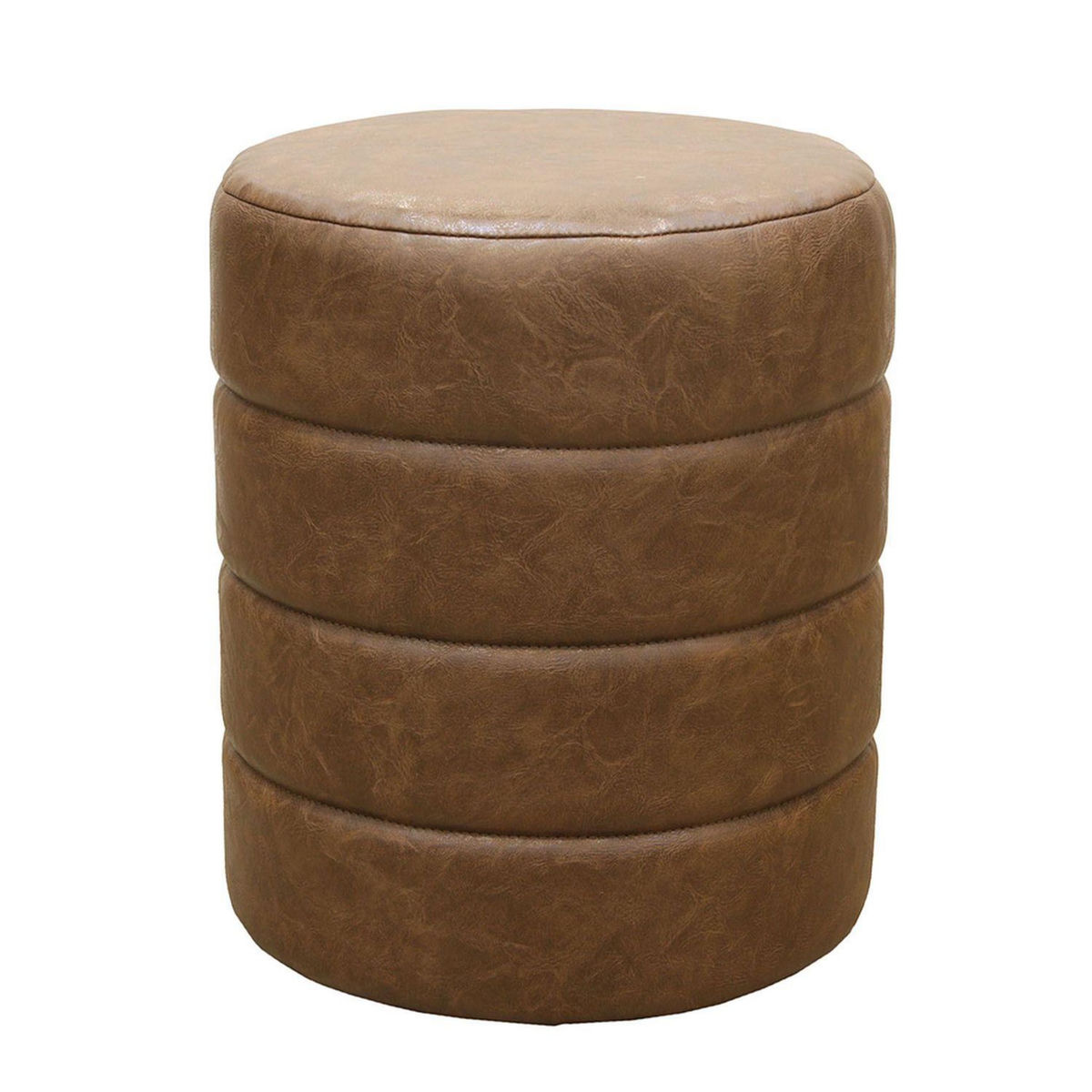 The Home Deco Factory Pouf design vintage Chester - Diam. 34 x H. 42 cm - Marron