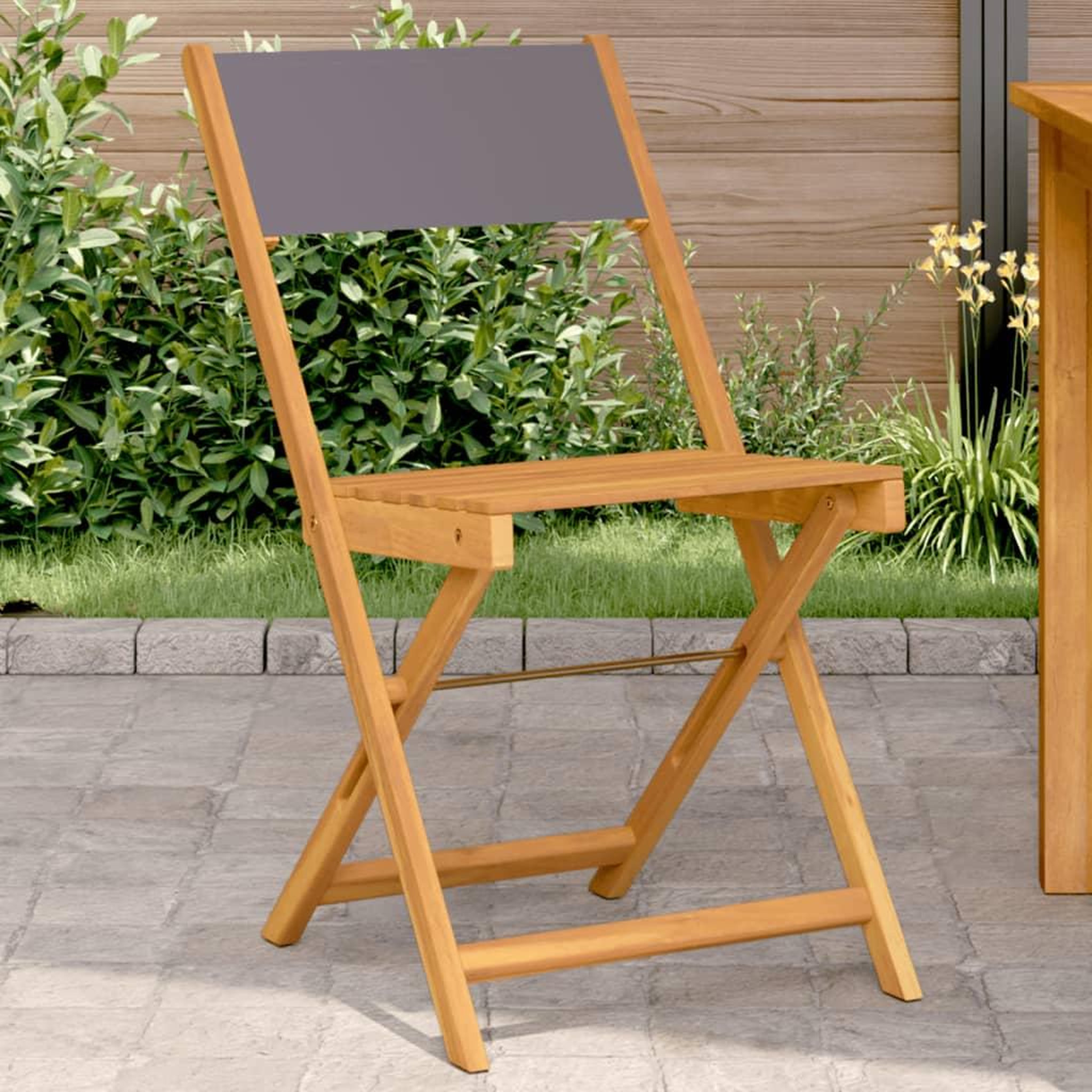 VIDAXL Chaises de bistrot lot de 2 anthracite bois acacia massif tissu