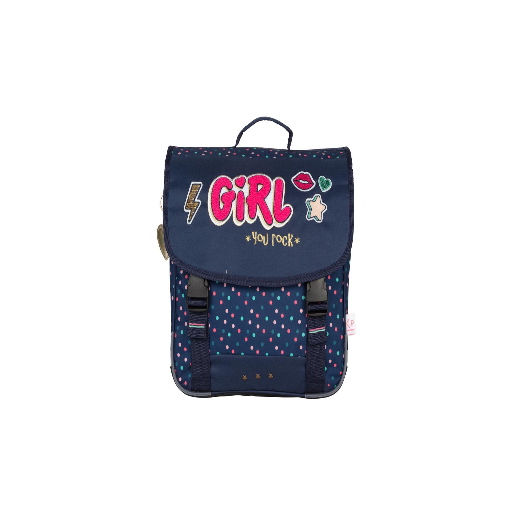 Bagtrotter KIP - Cartable scolaire 38 cm Girl You Rock - Bleu Marine - 2 Compartiments
