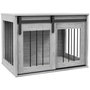 Voir la diapositive 1 : PAWHUT Cage pour chien animaux style industriel - porte coulissante verrouillable - acier noir aspect bois gris