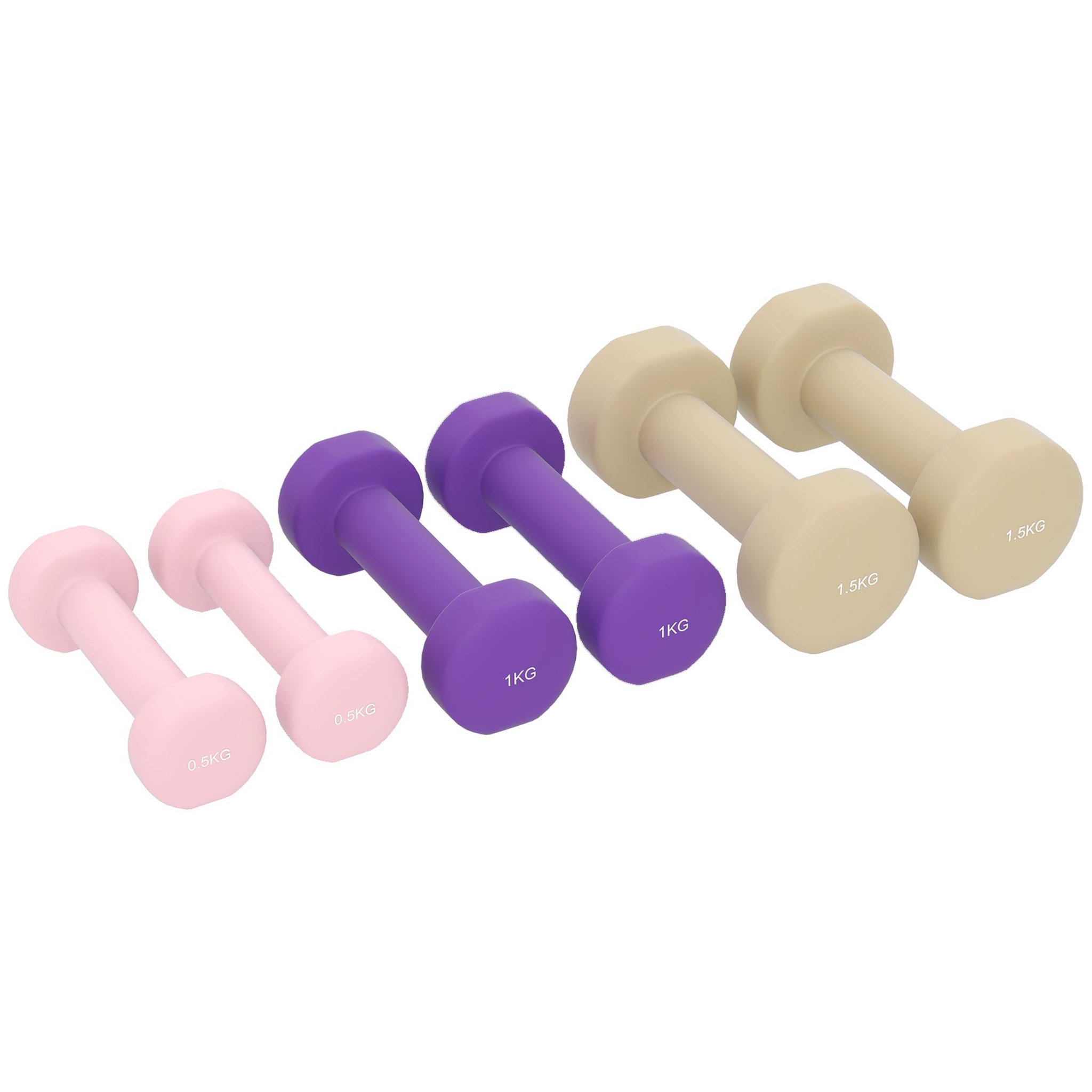 Voir la diapositive 5 : HOMCOM Ensemble d'haltères courtes total 6 kg - paires de 0,5/1/1,5 kg avec mallette - métal pu multicolore