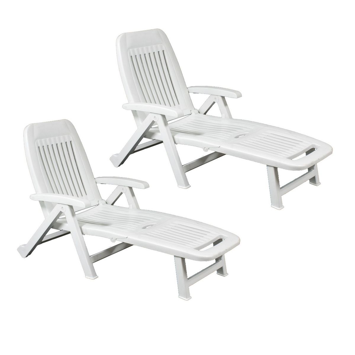 ARETA Lot de 2 bains de soleil - Résine - Blanc - FIORELLO