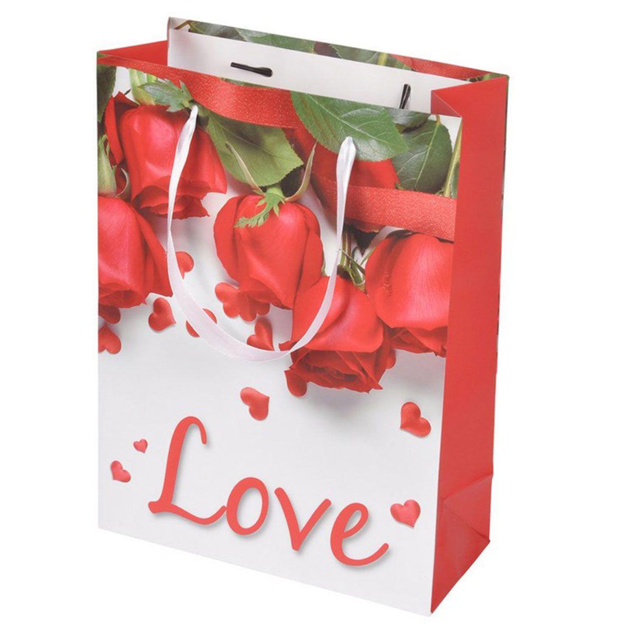 HOMEA Sac cadeau imprimé  love rose  42cm rouge