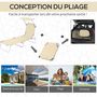 Voir la diapositive 4 : OUTSUNNY Transat bain de soleil pliable grand confort dossier et pare-soleil réglable multi-positions beige