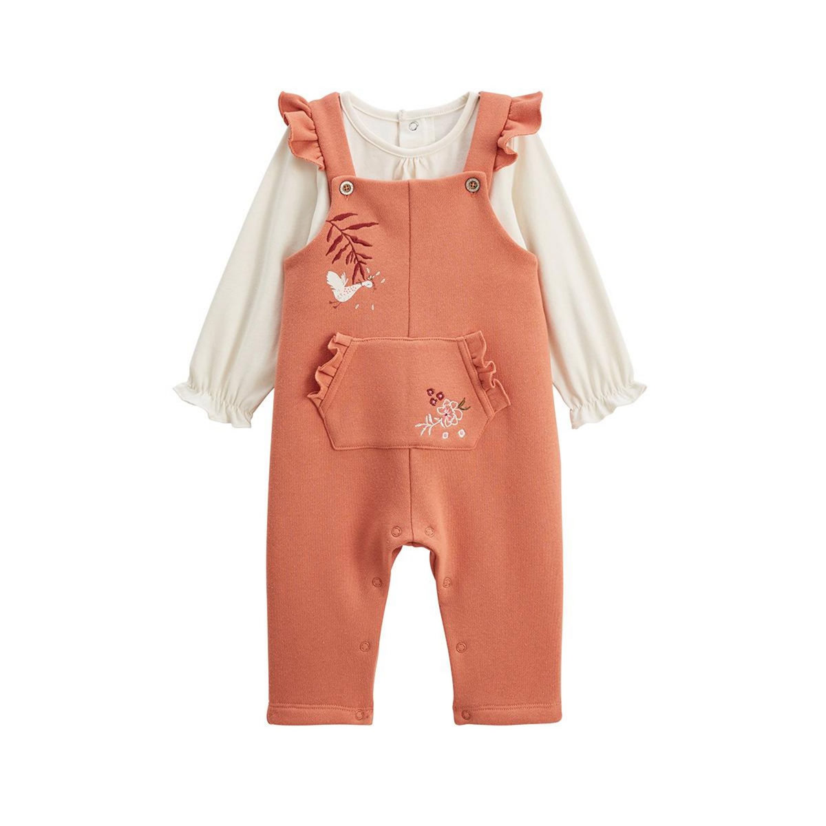 Petit Béguin Ensemble salopette bébé en molleton et t-shirt Manouk