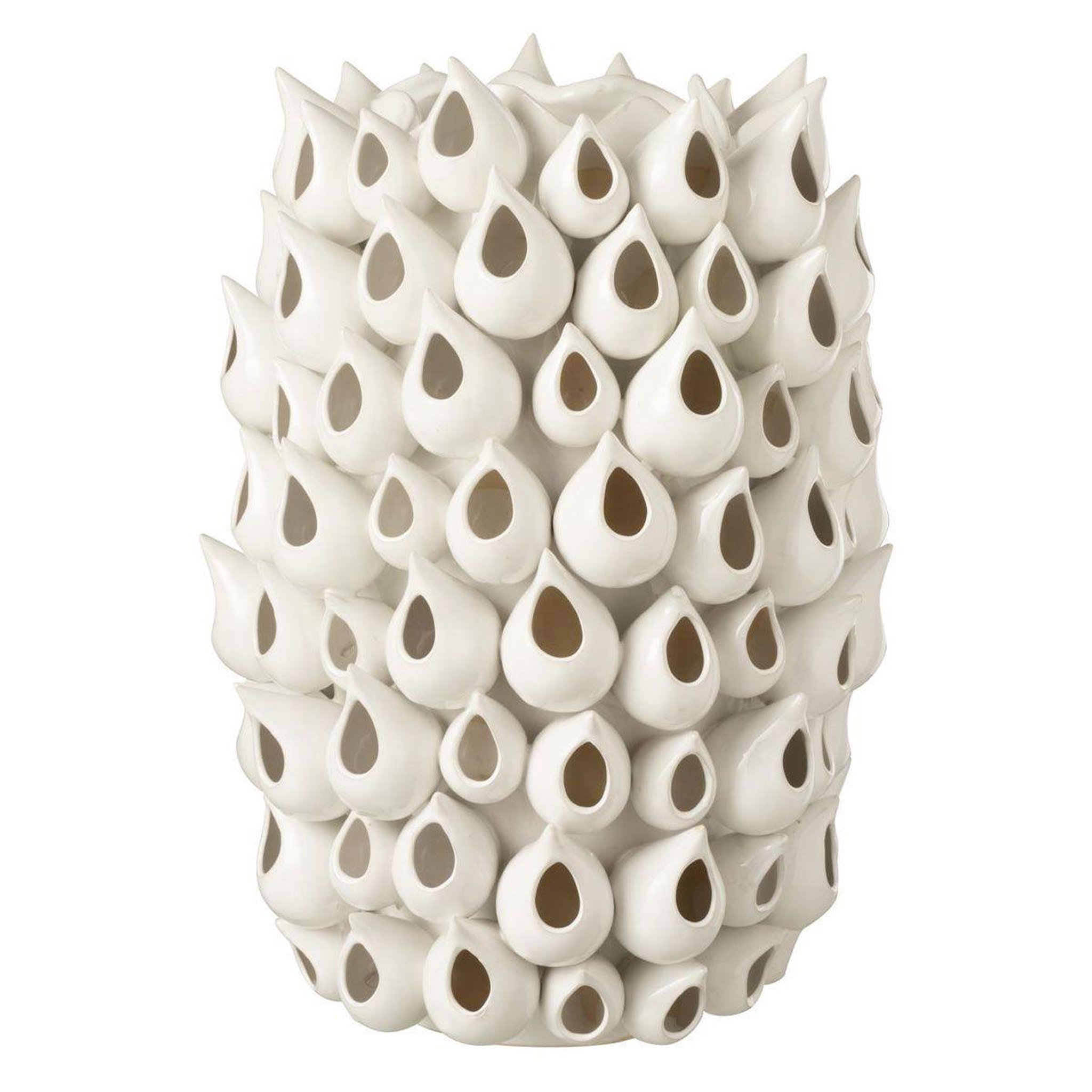 J-LINE Vase Design  Anémone Céramique  43cm Blanc