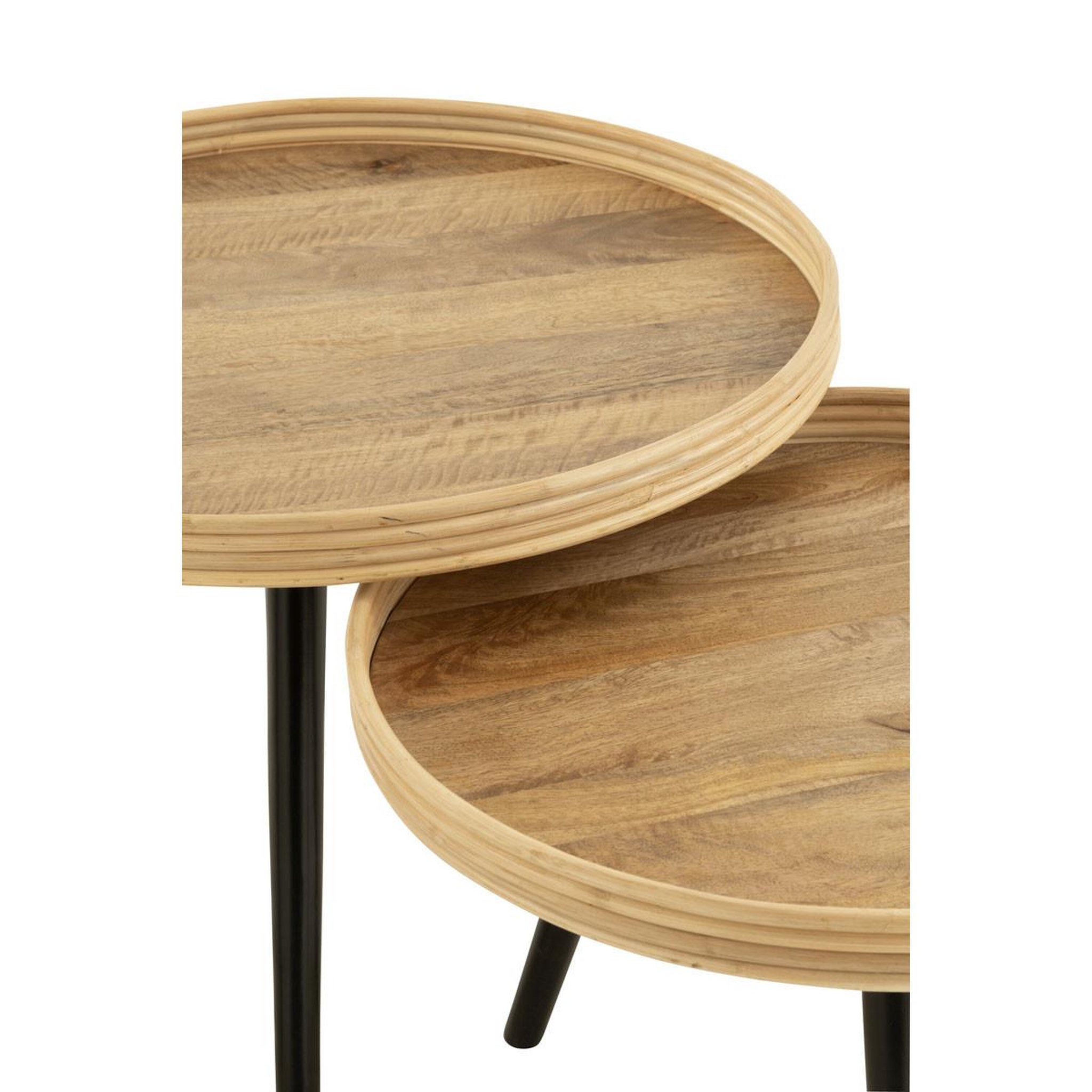 Voir la diapositive 3 : J-LINE Lot de 3 tables gigognes  perry  70cm naturel