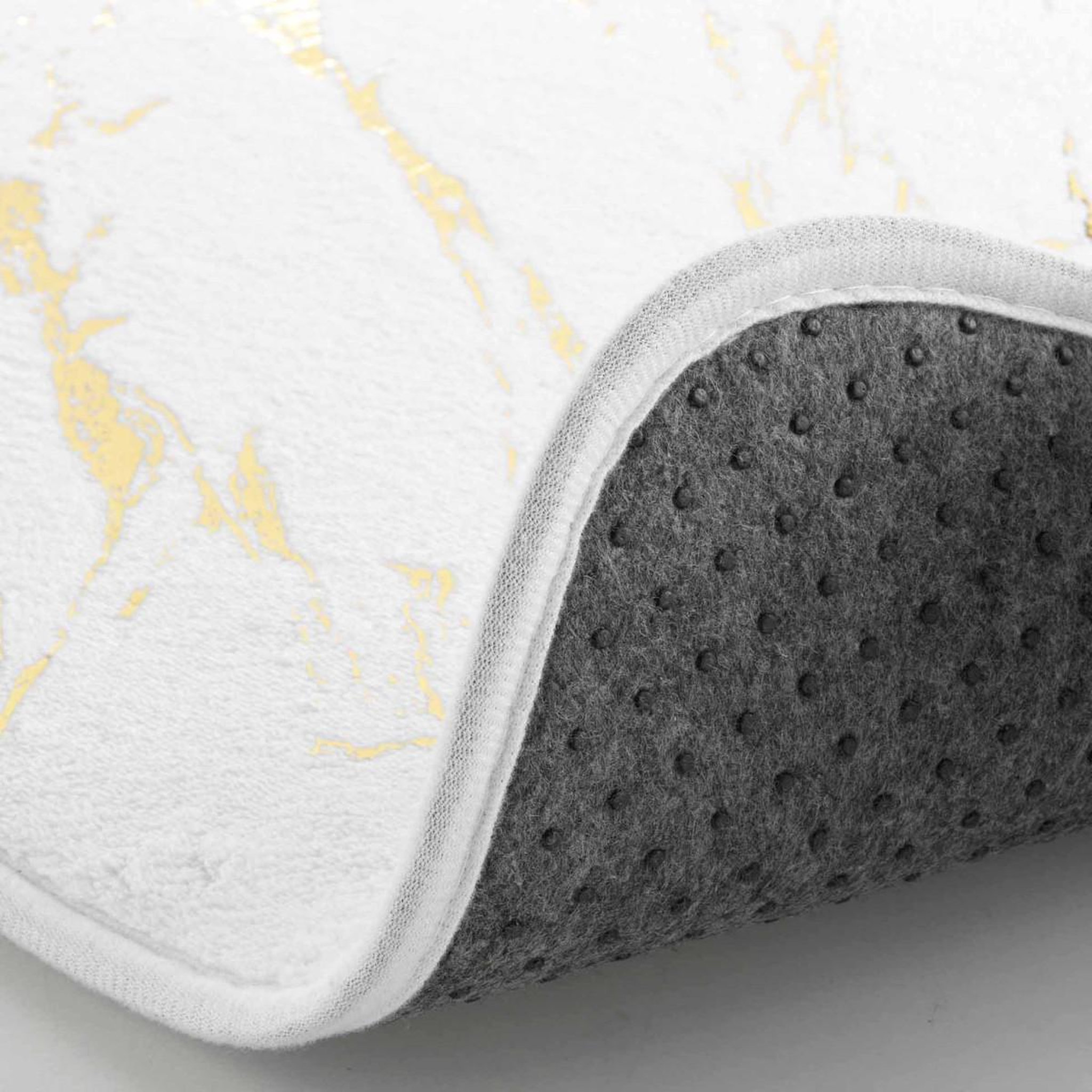 Voir la diapositive 3 : Douceur d'Intérieur Tapis contour wc imprimé  aquamarbre  45cm blanc & or