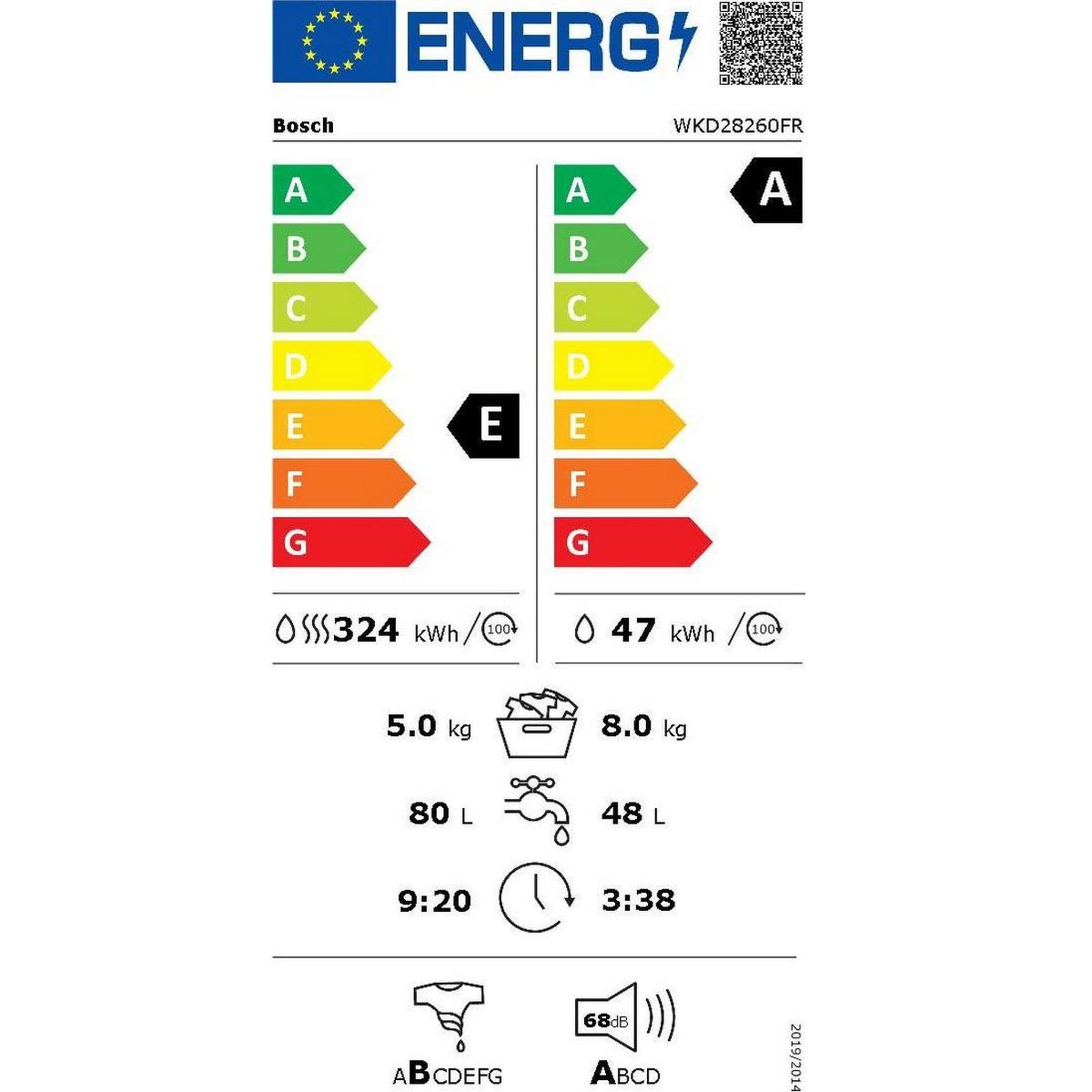 Voir la diapositive 2 : BOSCH Lave-linge séchant intégrable 8/5kg 1400 tr/min - wkd28260fr