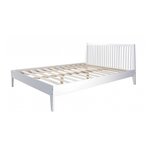 HomeStyle4U Lit double en bois massif 140x200cm blanc pin lit futon a lattes cadre de lit