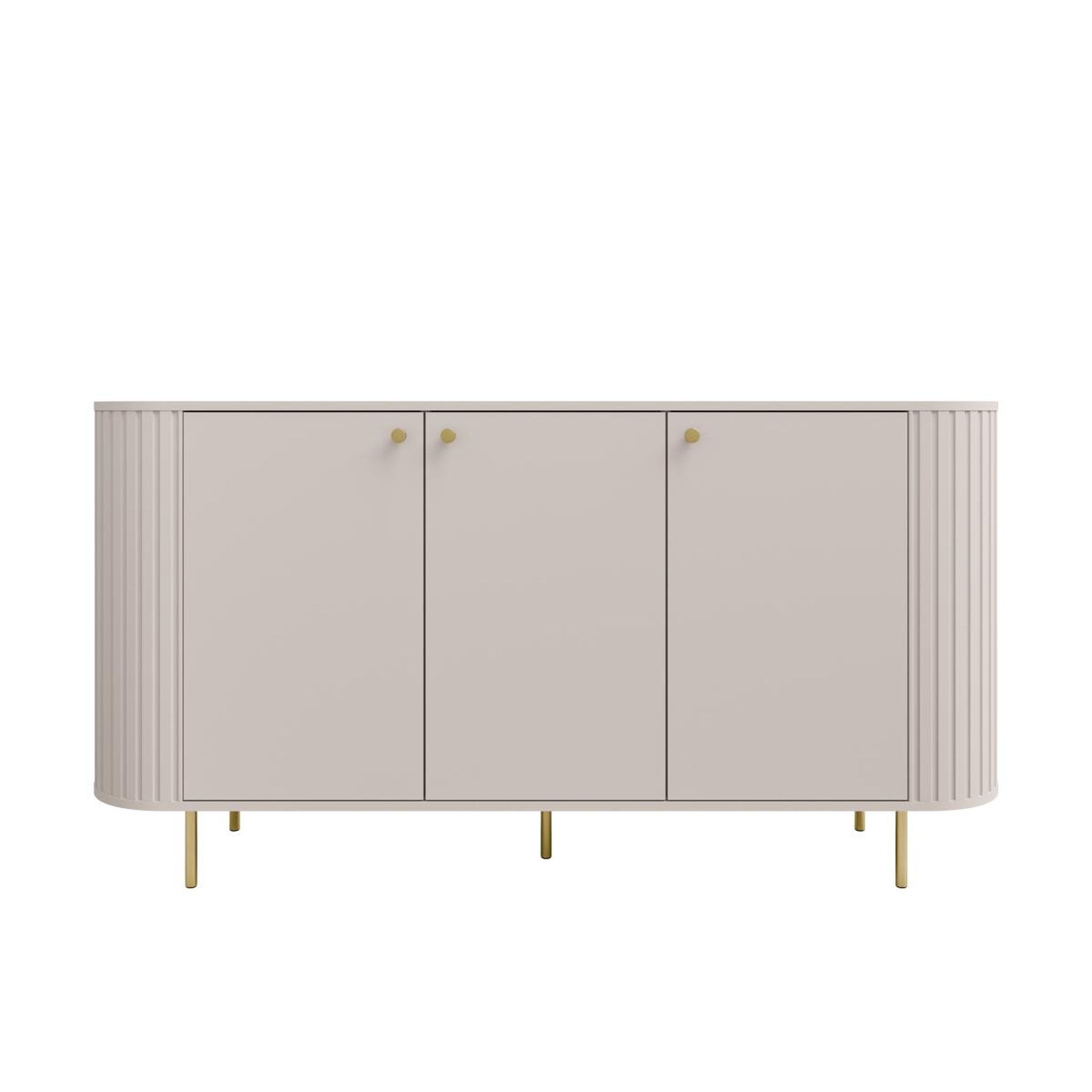 JLC KREATION Buffet bas design beige bord arrondi 3 portes165cm lilio