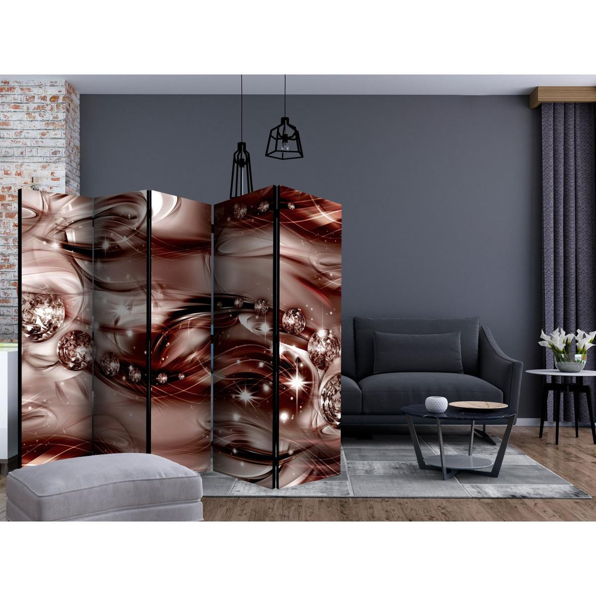 Voir la diapositive 2 : Paris Prix Paravent 5 volets  scarlet shoal  172x225cm
