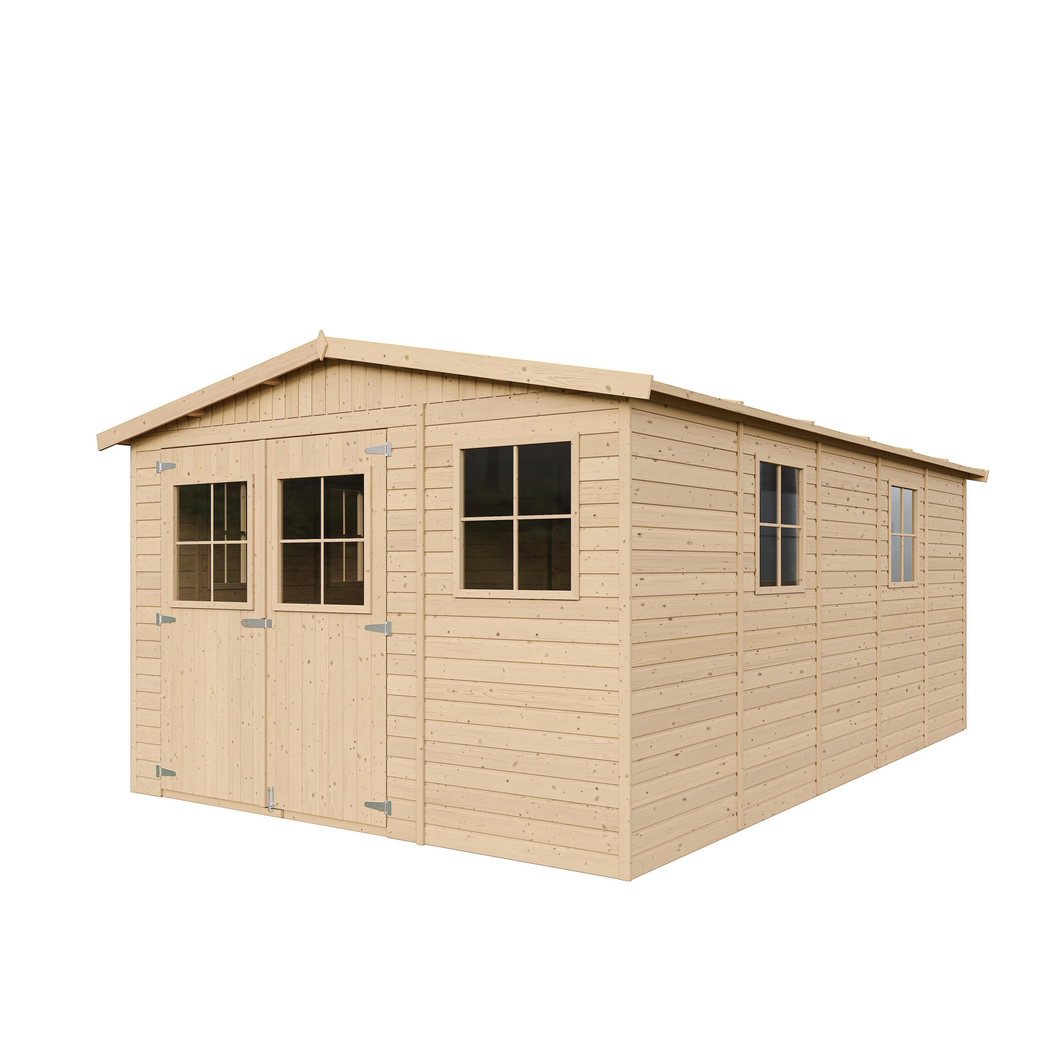 Voir la diapositive 2 : TIMBELA Abri de jardin en bois avec les planchers imprégné H226x324x516 cm/15 m² M337+M337G