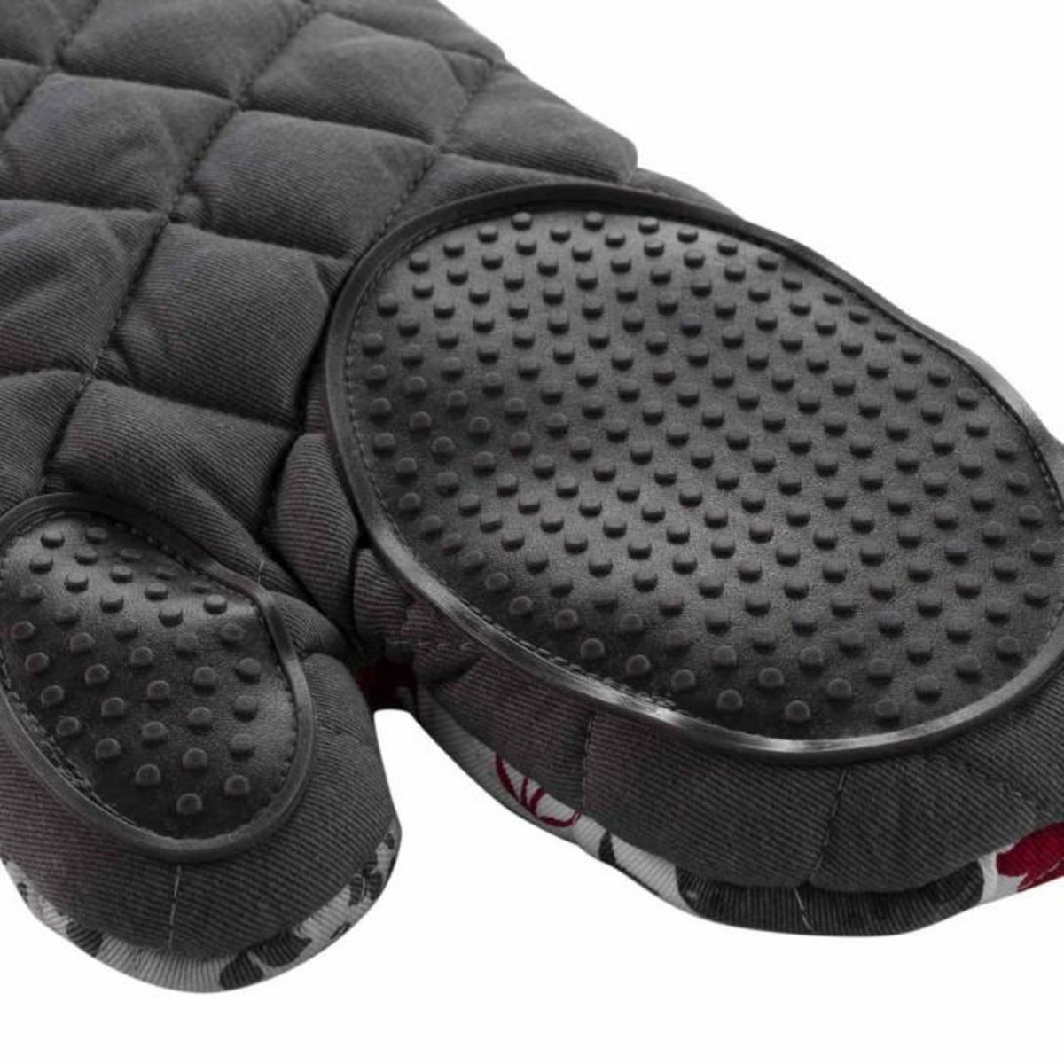 Paris Prix Gant de Cuisine  Credence  30cm Gris & Rouge