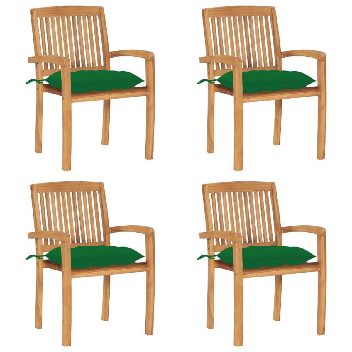 VIDAXL Chaises de jardin empilables avec coussins lot de 4 Teck solide